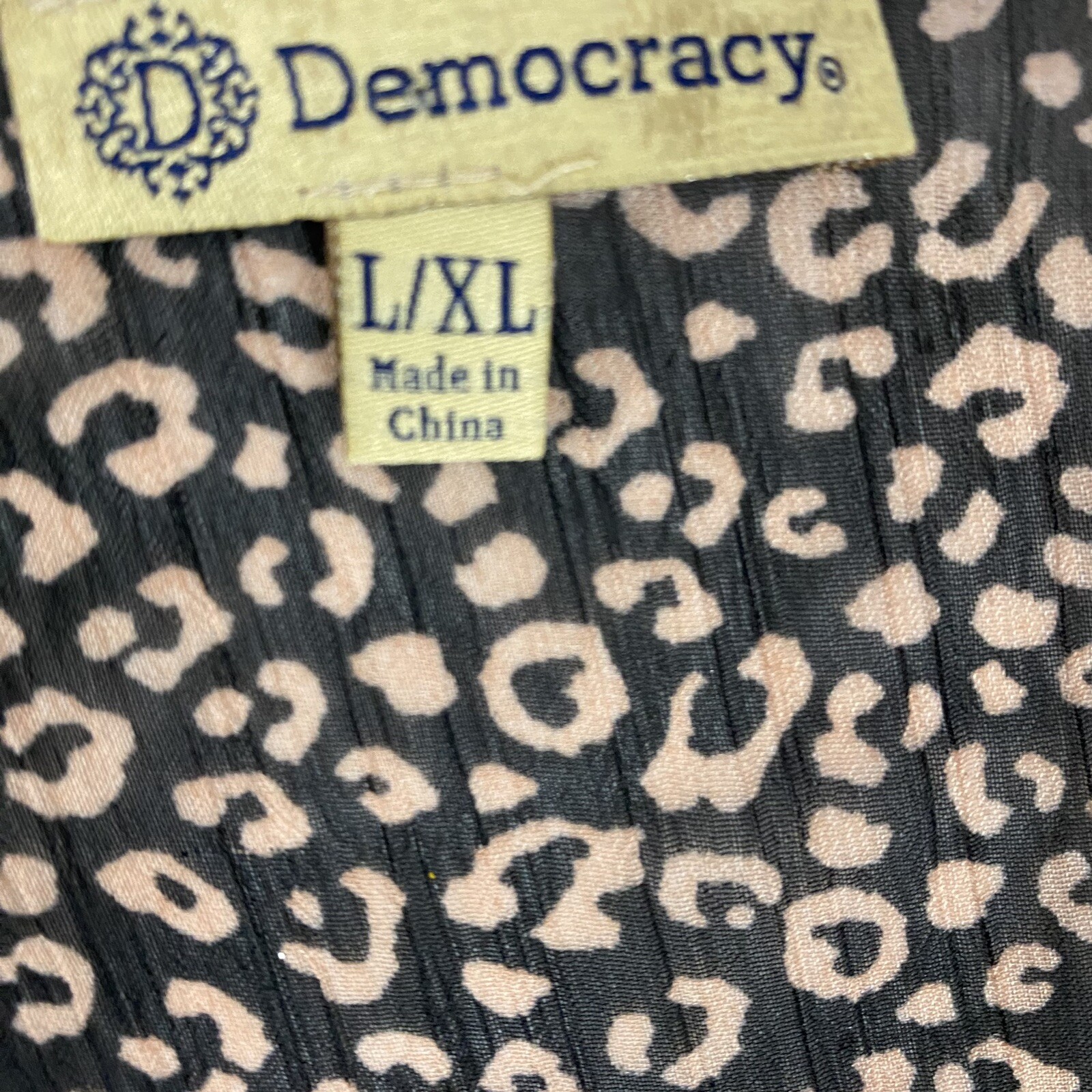 Democracy Kimono Womens Large Duster Brown Animal Ruffle Lagenlook Boho Office