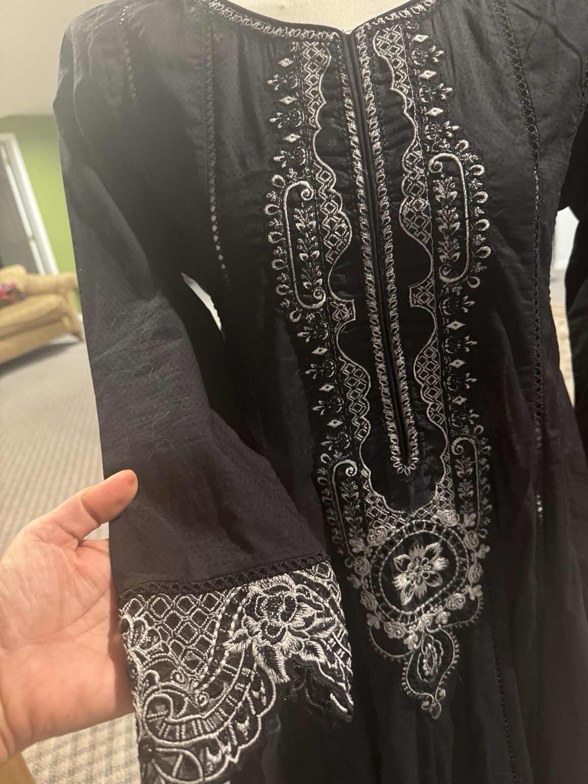 Eid Sale Pakistani Indian Designer Maria B Black Shalwar Kameez Kaftan Dress M/L