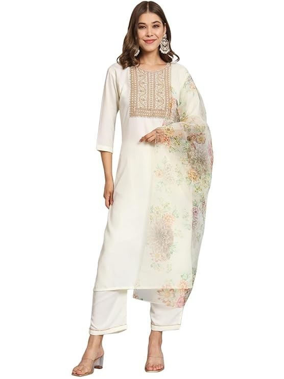 Women Silk Blend Kurta Pant with Dupatta Set