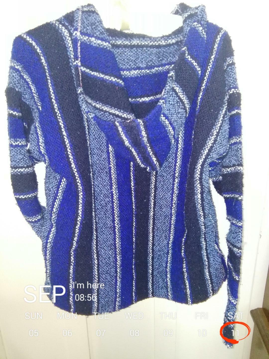 Baja Hoodie, Child Size Medium, Blue and Black
