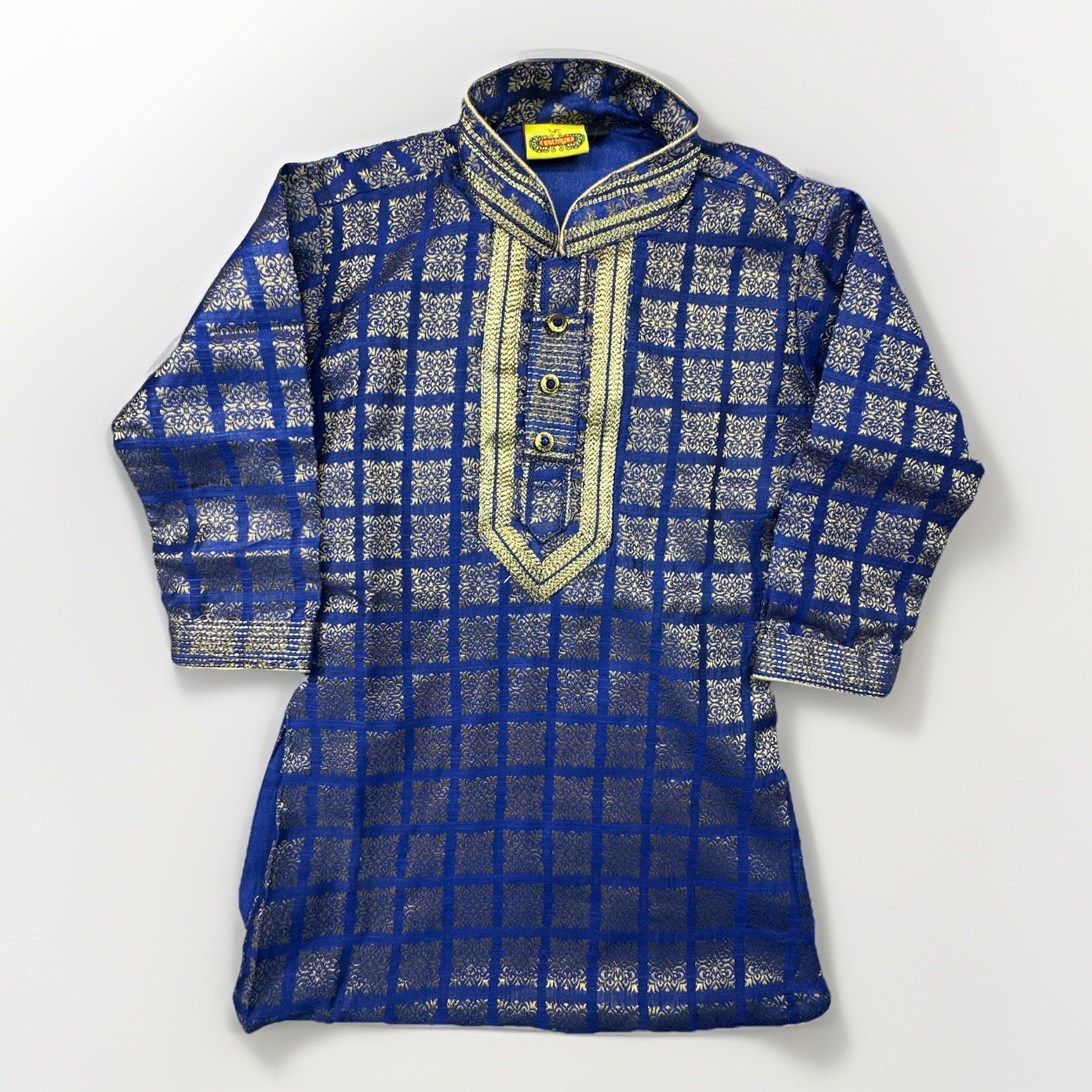India Boys Blue Gold Kurta Sherwani Tunic Ethnic Size 26. -611