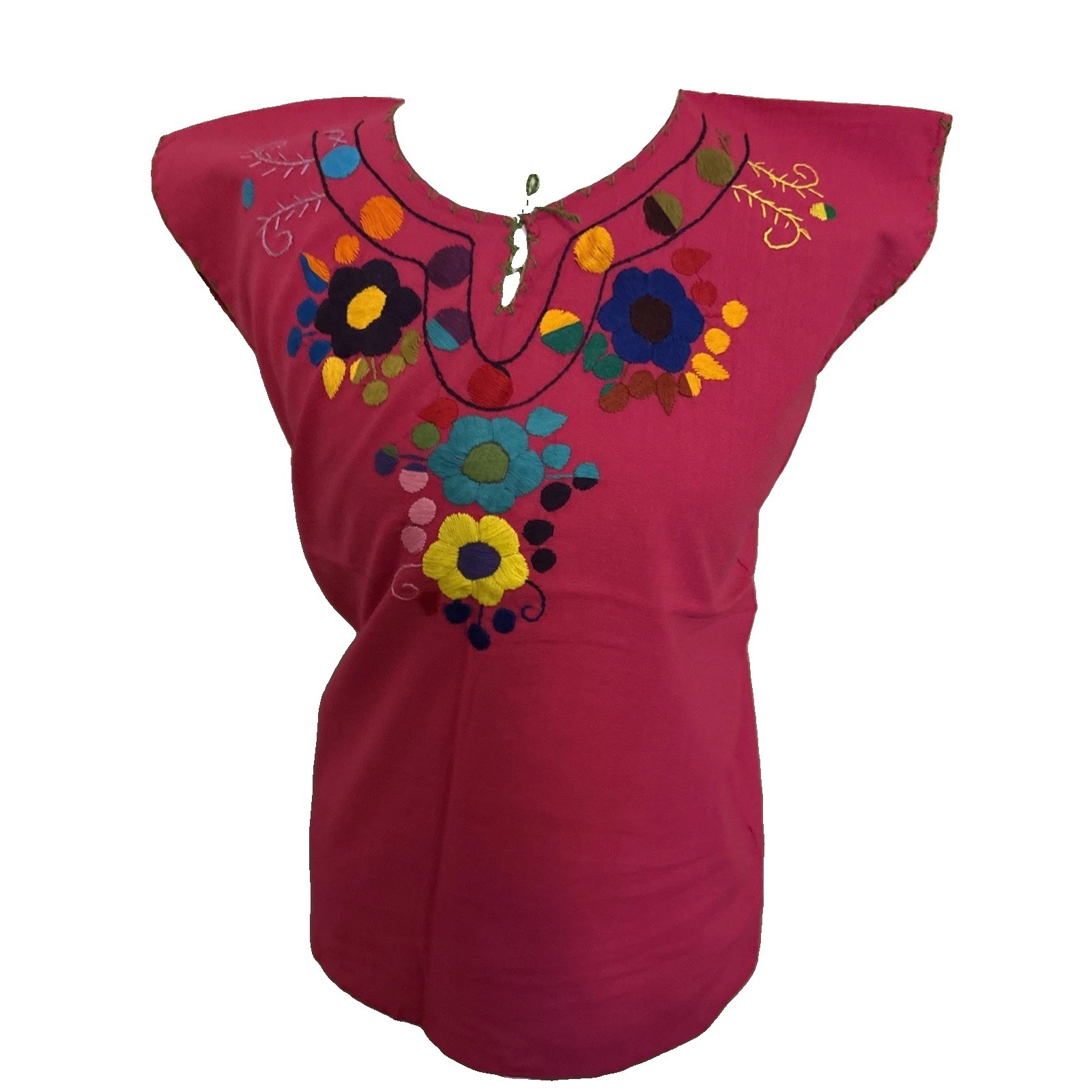 Embroidered Mexican Blouse Handmade Size S