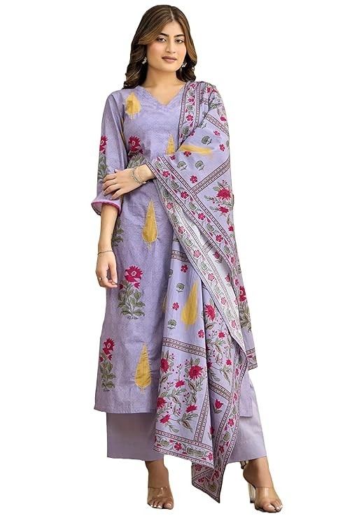 Women’s Rayon Viscose Printed Straight Kurta with Pant & Dupatta