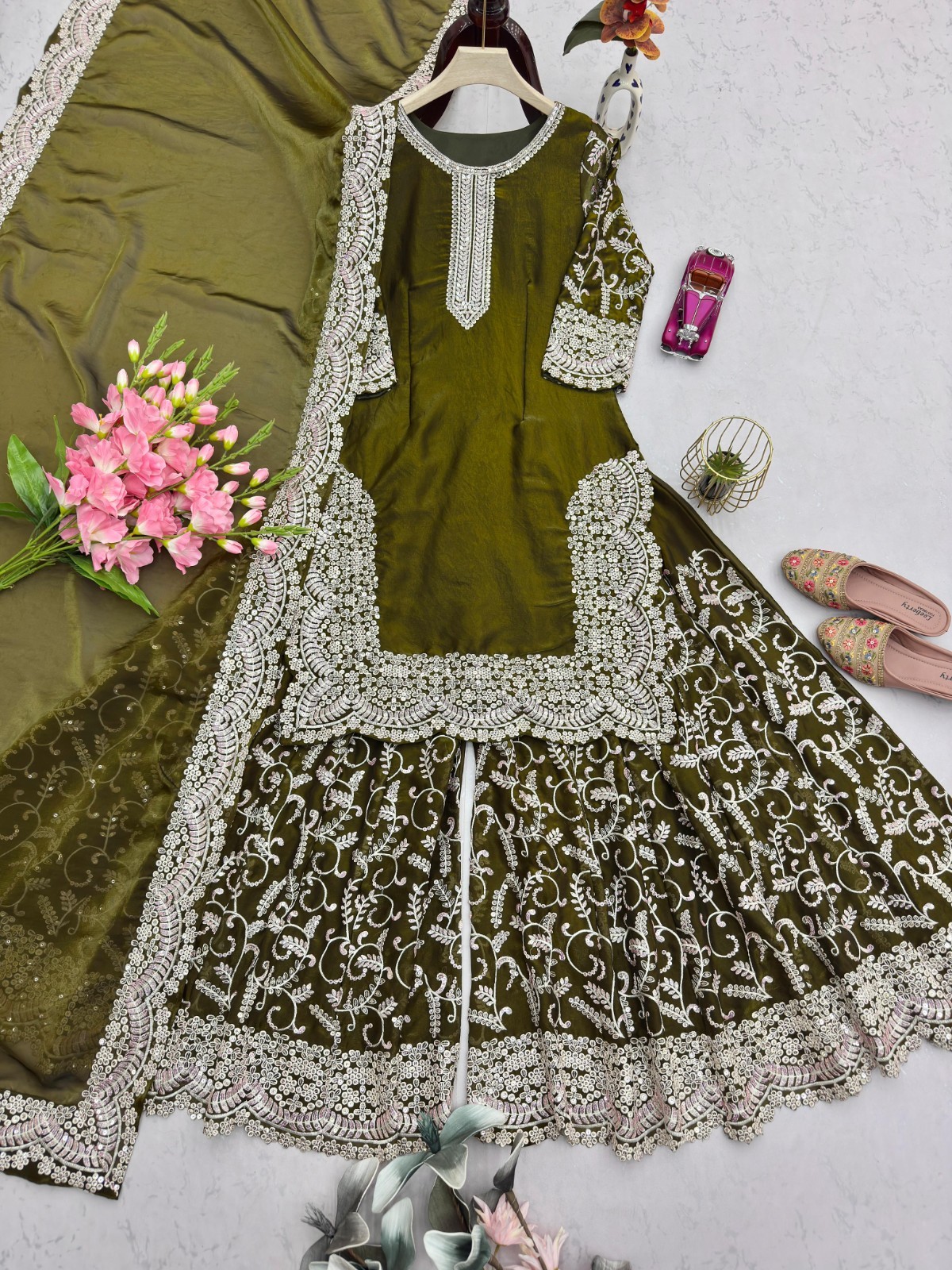 SHARARA PLAZOO SUIT PARTY WEAR PAKISTANI WEDDING SALWAR KAMEEZ PALAZOO SUIT
