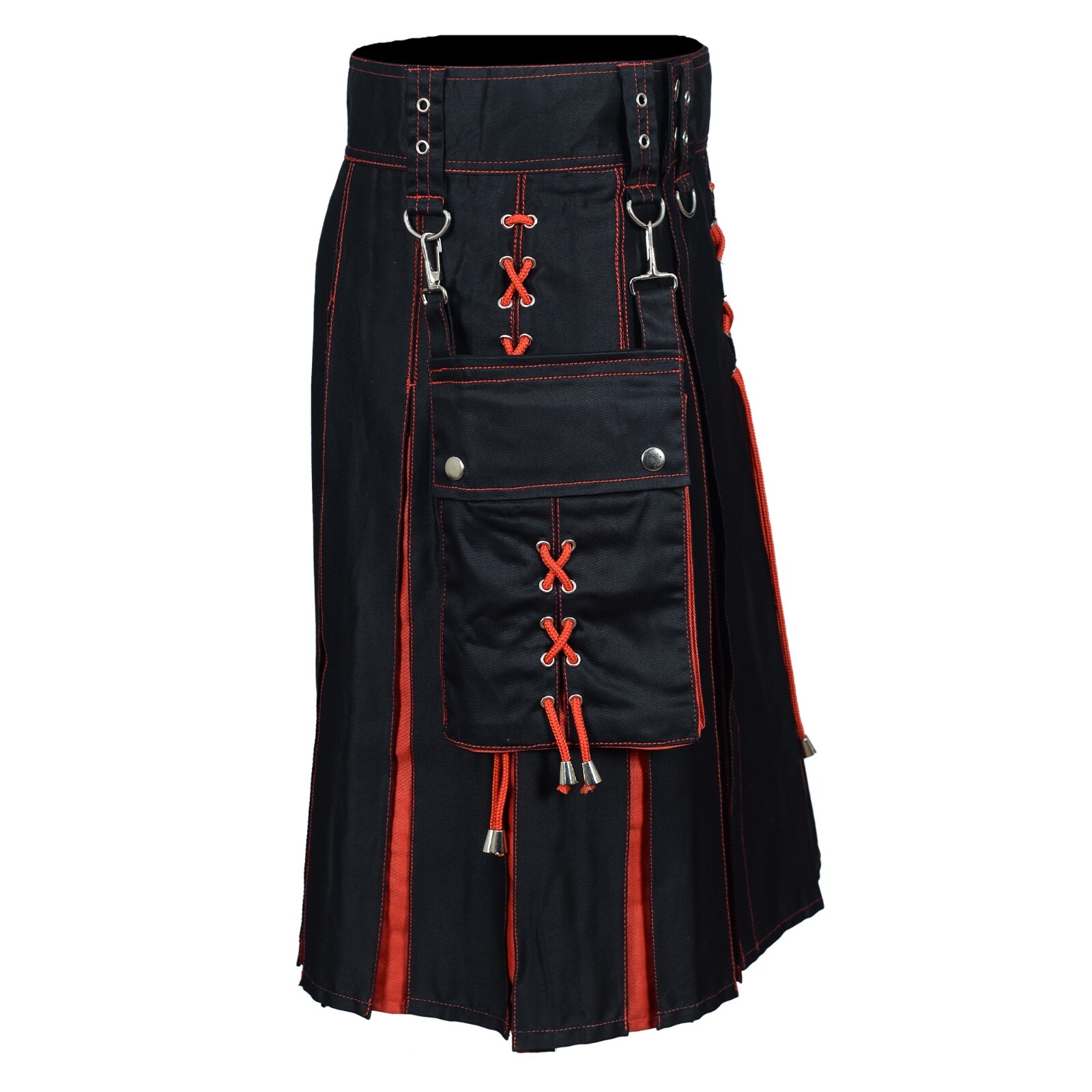 Highlander Fashion Utility Hybrid Kilt Red Pleated Scotttish Modern Kilt For Men