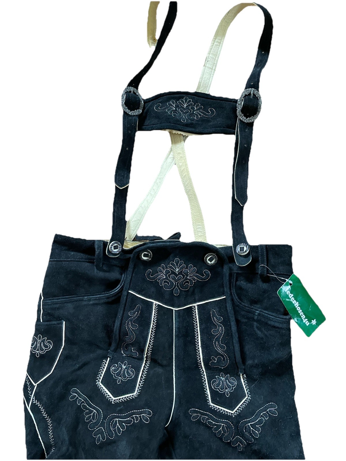 NEW Authentic Bavarian Oktoberfest Lederhosen BLACK FOREST GERMAN Size 30 Mens
