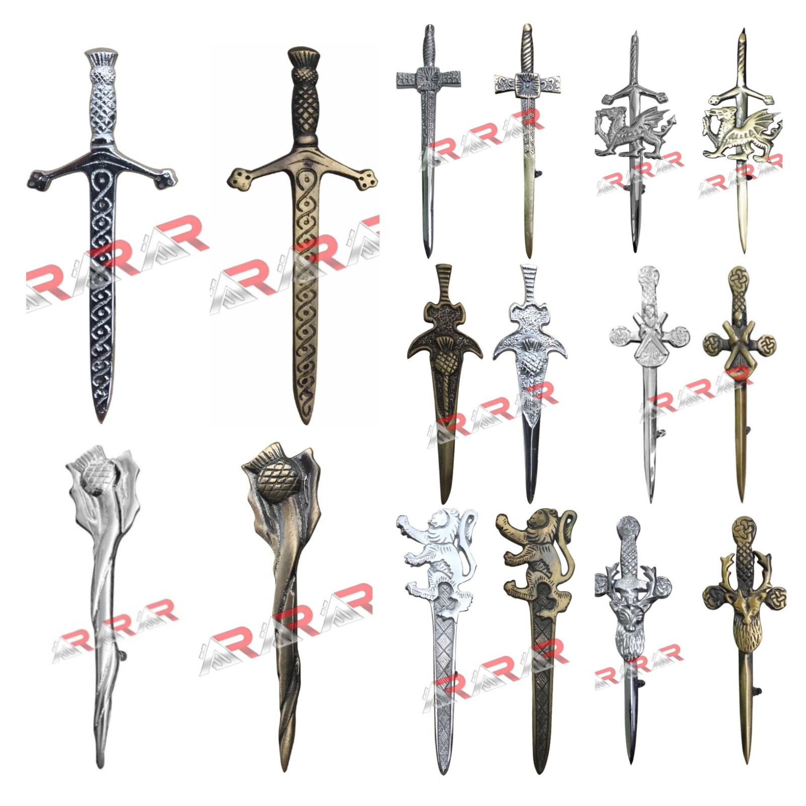 Highland Antique/Chrome Pins Accessory Kilts Sporrans Hoses In Different Styles