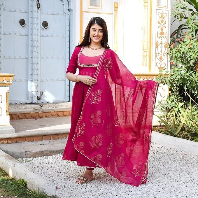 Women Straight Printed Kurta with Pant & Dupatta (Color & Design May Vary)