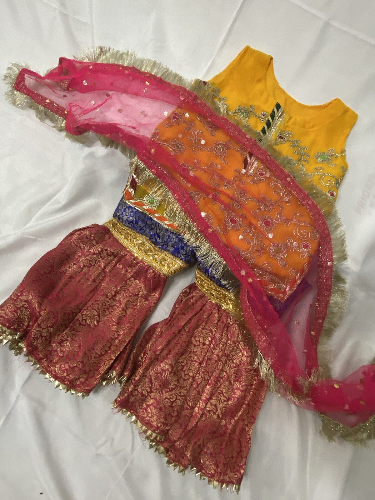 Girls Kids Semi Pure Embroidery Shirt With Garara 1-2 Years Baby Toddlers