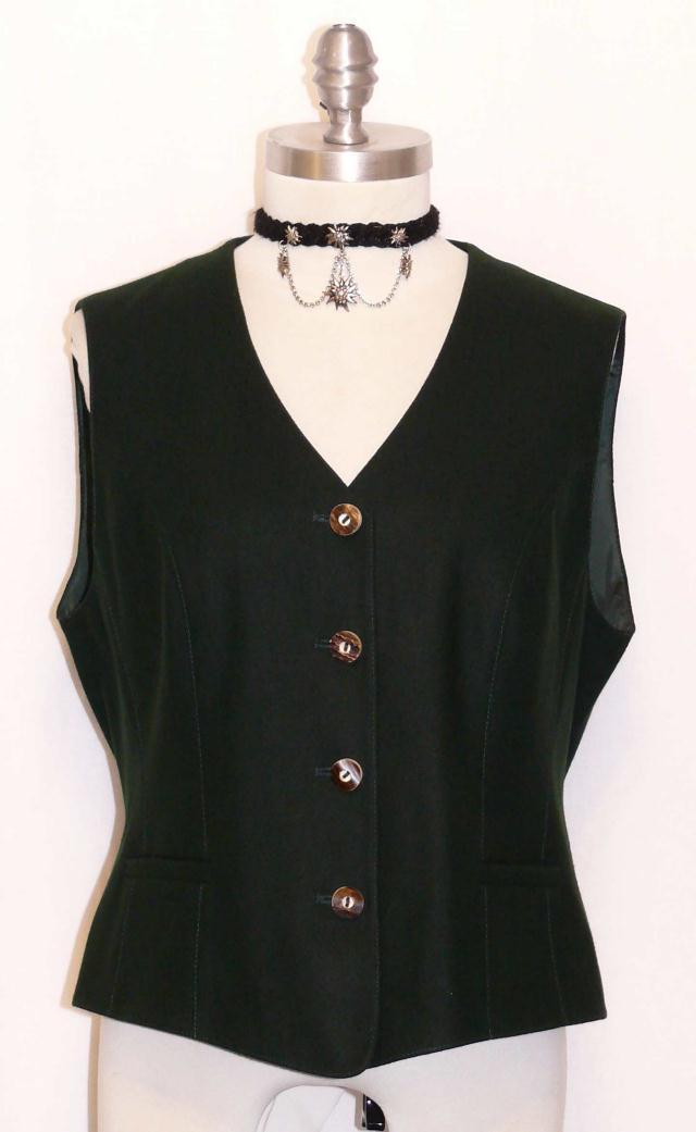 GREEN ~ WOOL Women German Winter Hunting Shooting Dress Skirt Jacket VEST 40 8 S