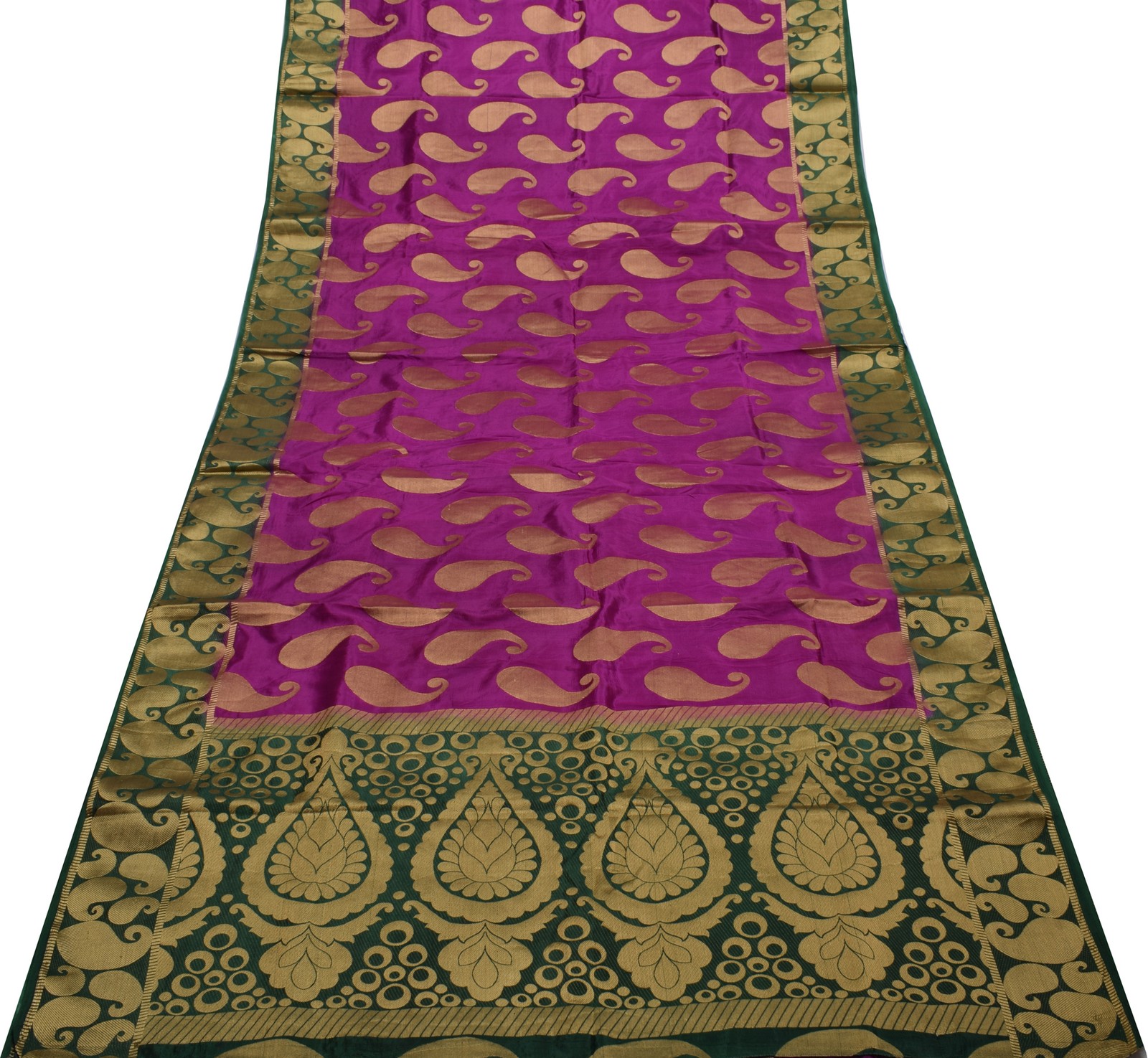 Sushila Vintage Purple Indian Saree Blend Silk Zari Woven Paisley Sari Fabric