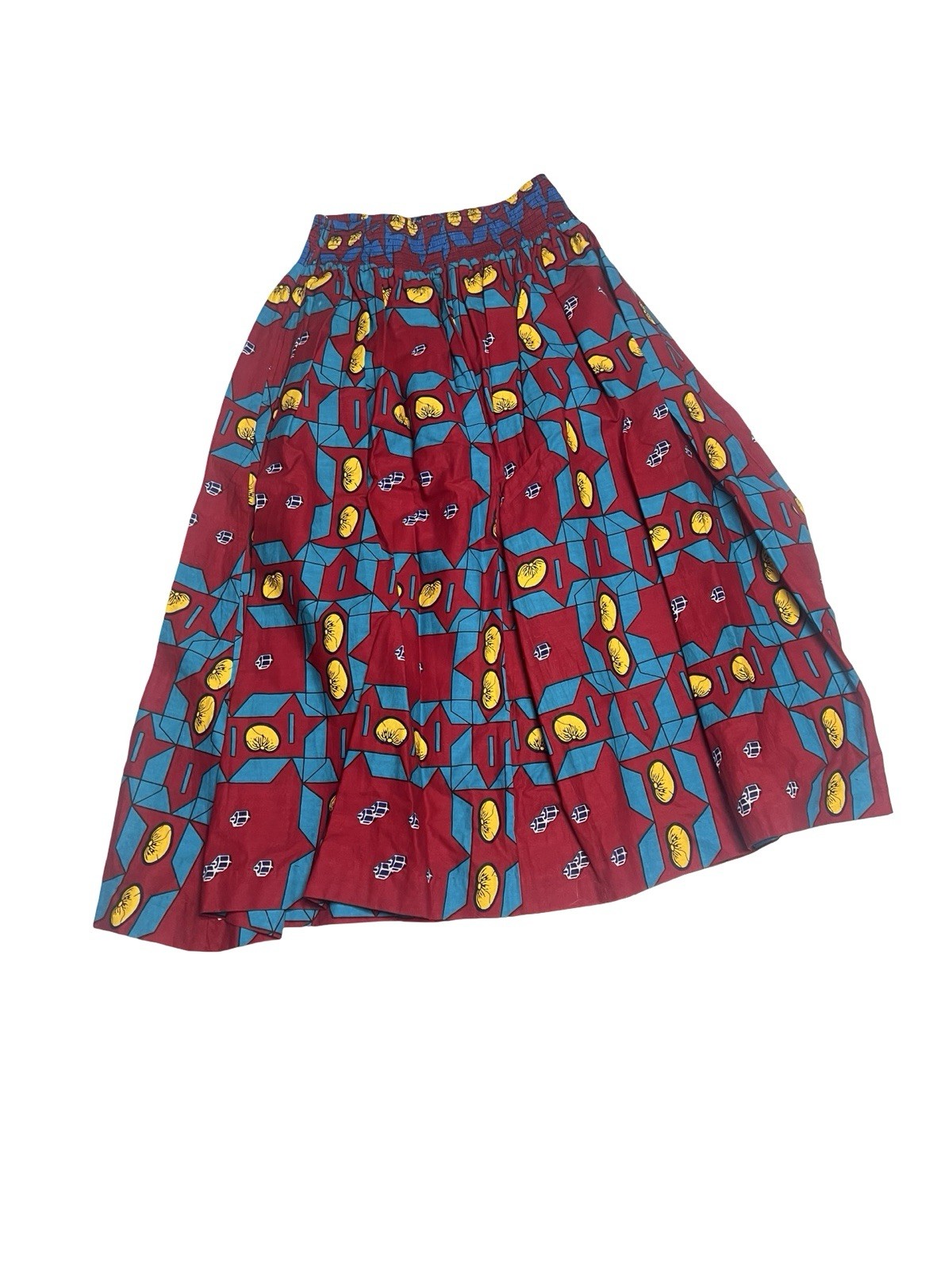 SB Fashion African Wax Print Maxi Skirt Red Blue Yellow Ankara Dashiki One Size
