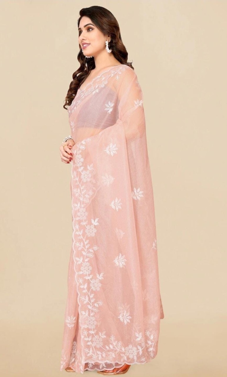 Embroidered Bollywood Art Silk Saree (Pink)