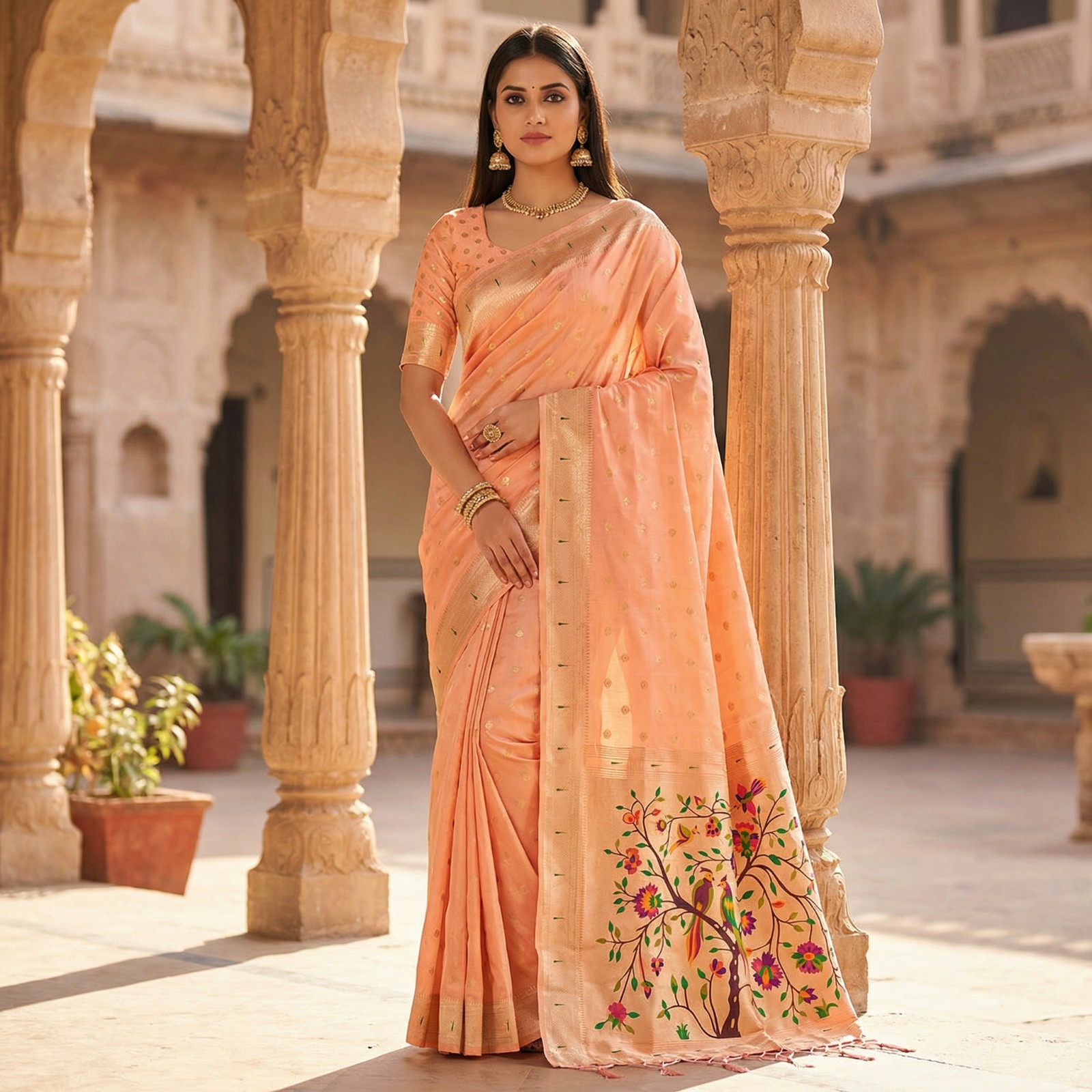 Traditional Wear Heavy Organza Silk Saree With Blouse For Women & Girls