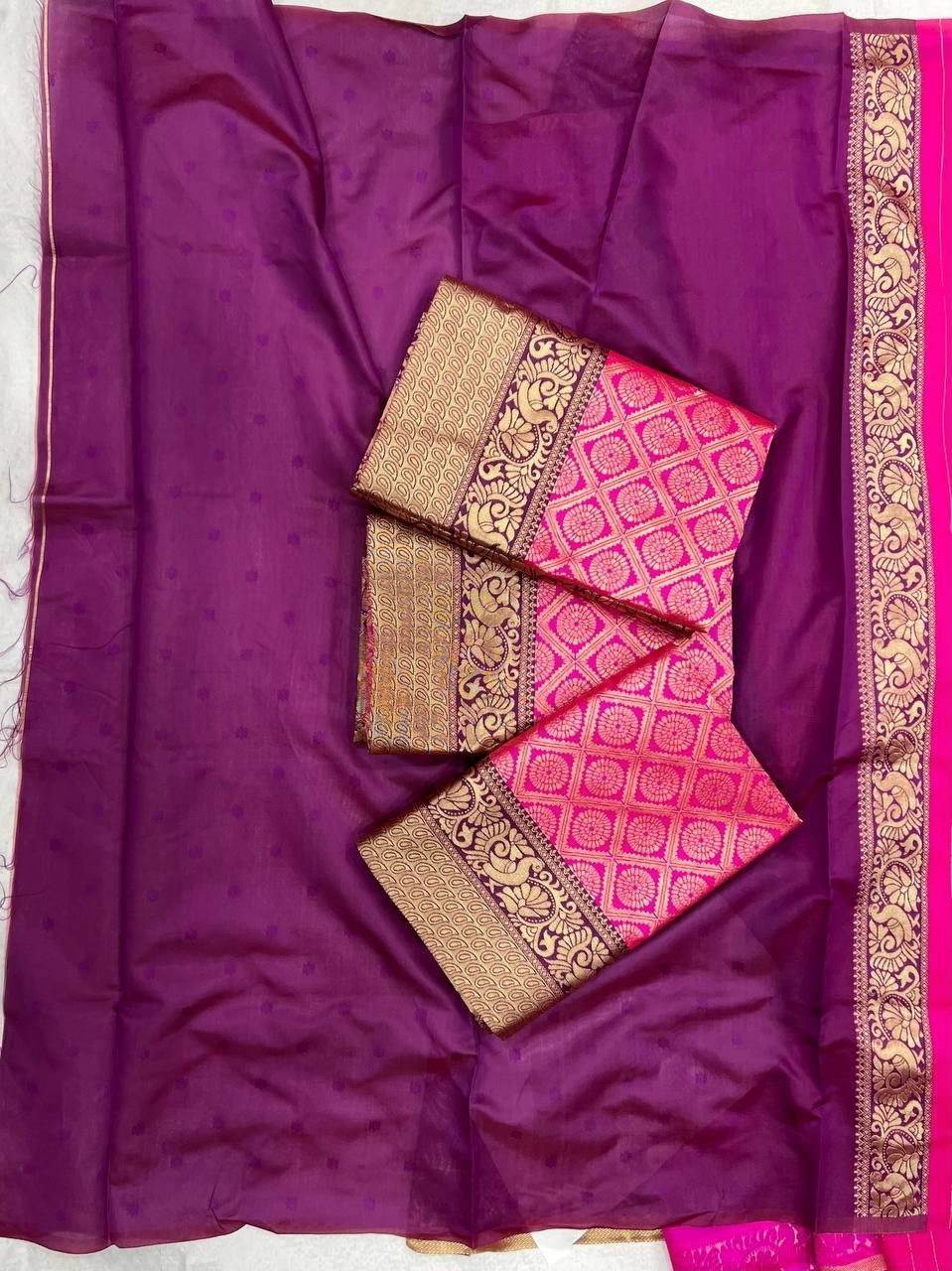 Traditional Indian Wedding Saree Pink Purple Soft indian wedding saree,party wea