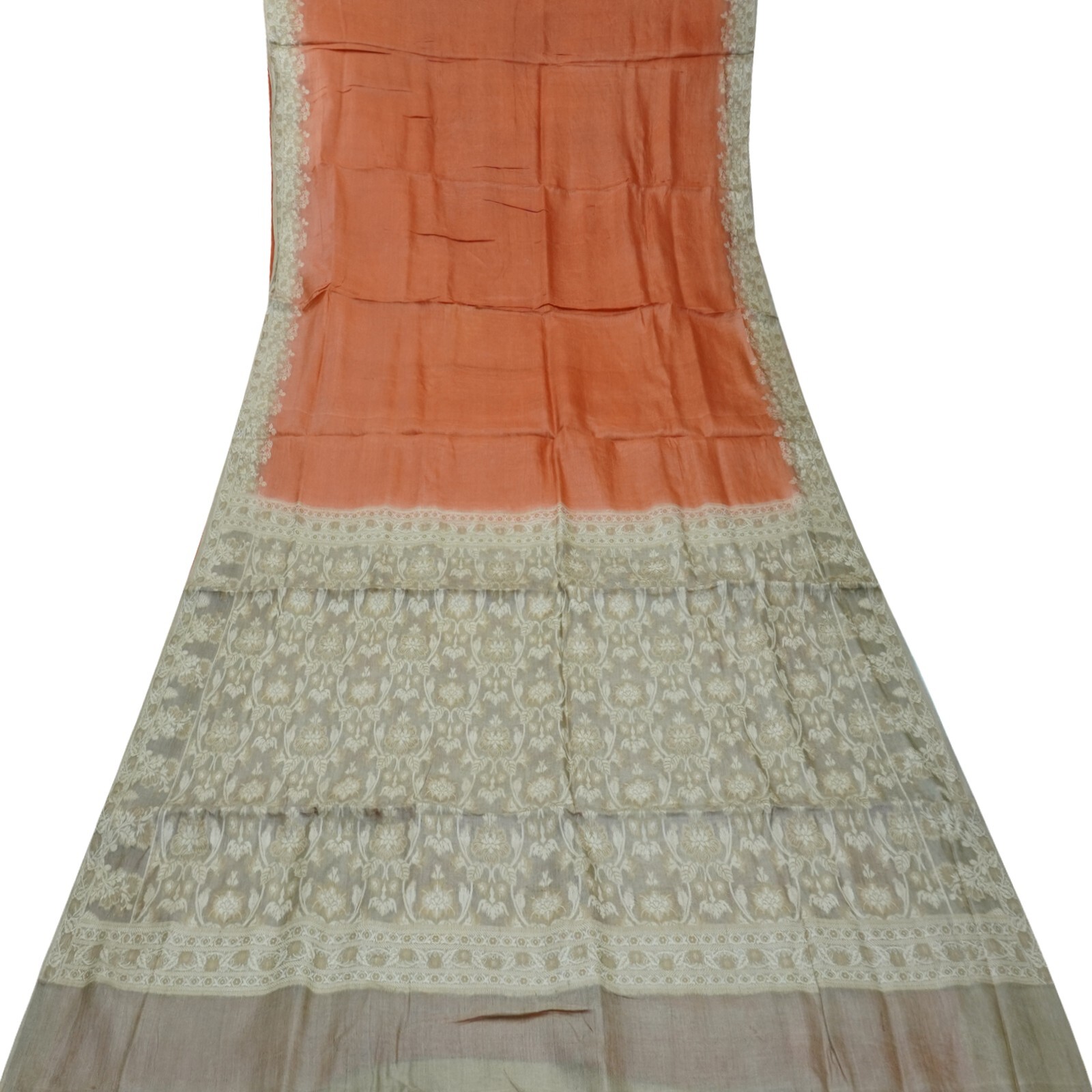 Vintage Brick Red Sarees 100% Pure Silk Woven Indian Sari 5YD Craft Decor Fabric