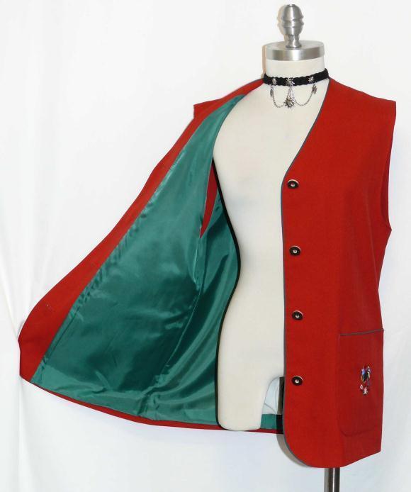 RED Long Jacket VEST SUMMER SPRING German Women Dress Skirt 38 10 M