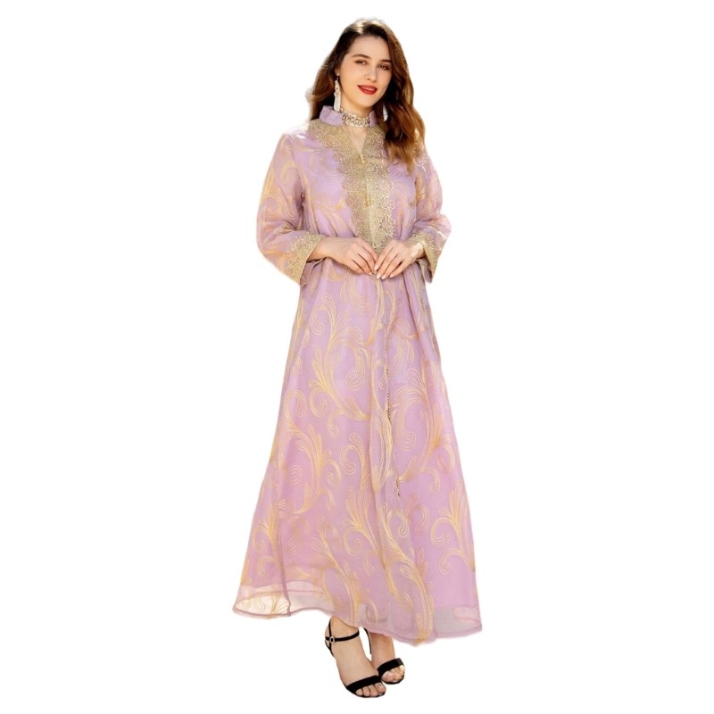 Women Muslims Dress Abaya Robe Middle East Thobe Swing Dress for Party Wedding