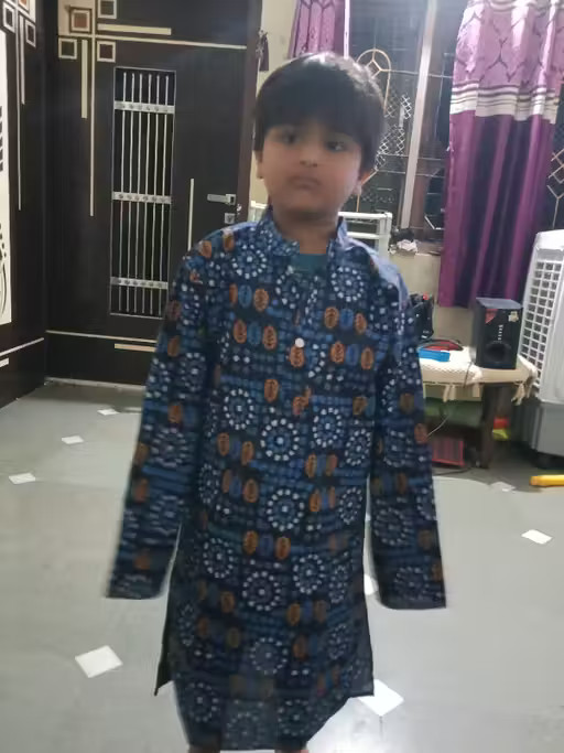 Boys Festive & Party Wear Printed Cotton Blend Kurta with Pyjama Set Ethnic Wear