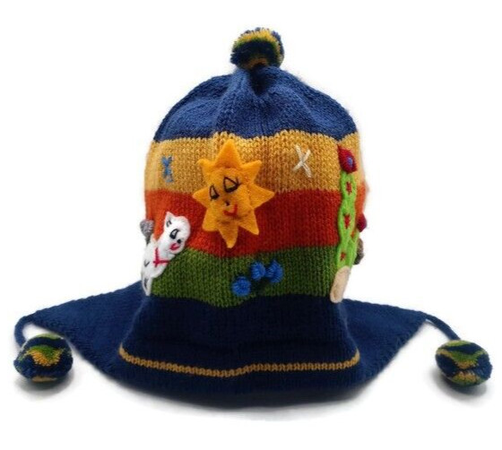 Handmade Chullo for kids – Peruvian Warmer hat for Winter knitting in Woll