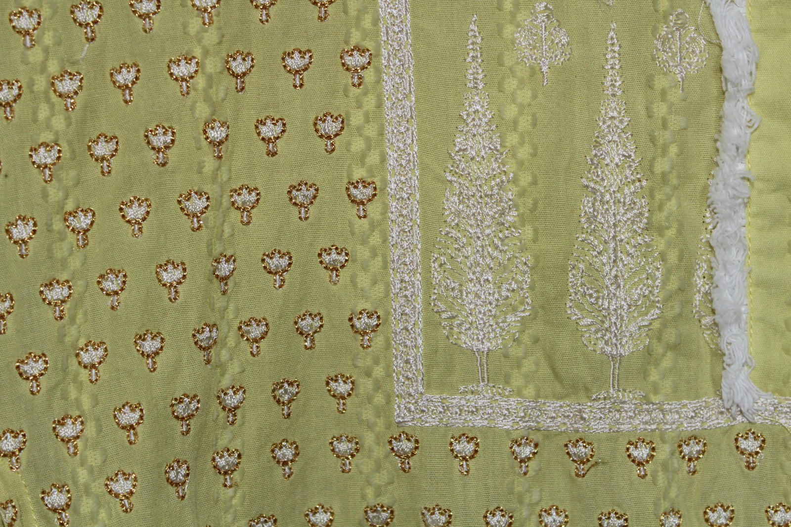 Khaadi Pakistani 100% Cotton Kurti Dress Womens 16 Yellow Lime Embroidered Tunic