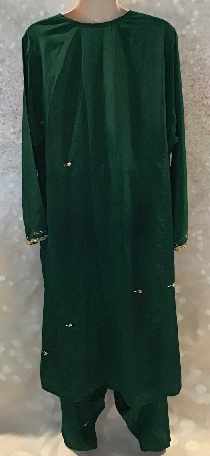 Designer Indian Pakistani SALWAR SHALWAR Kameez 3-PC SUIT Euro 44 GREEN/GOLD