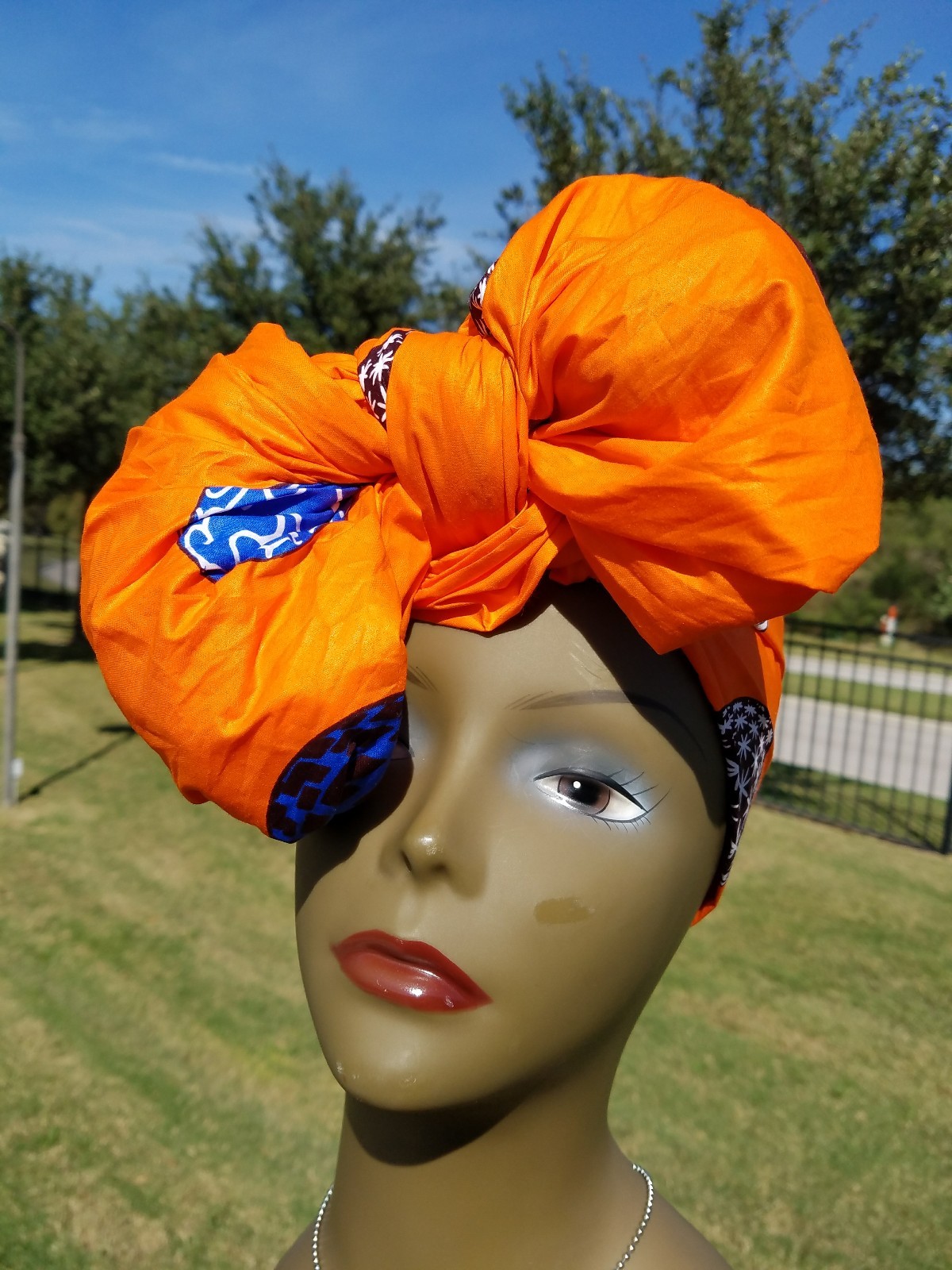 Orange And Brown Headwrap;African Headwrap; African Clothing; African Fabric