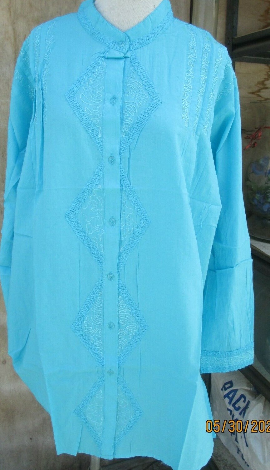 EMBROIDERED COTTON TOP LONG KURTA TUNIC size 4XL54