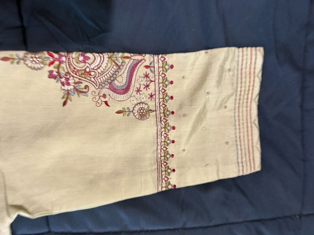 Pale Green Embroidered w burgandy Kurta Dress Boho Indian Tunic Size XL – Lined