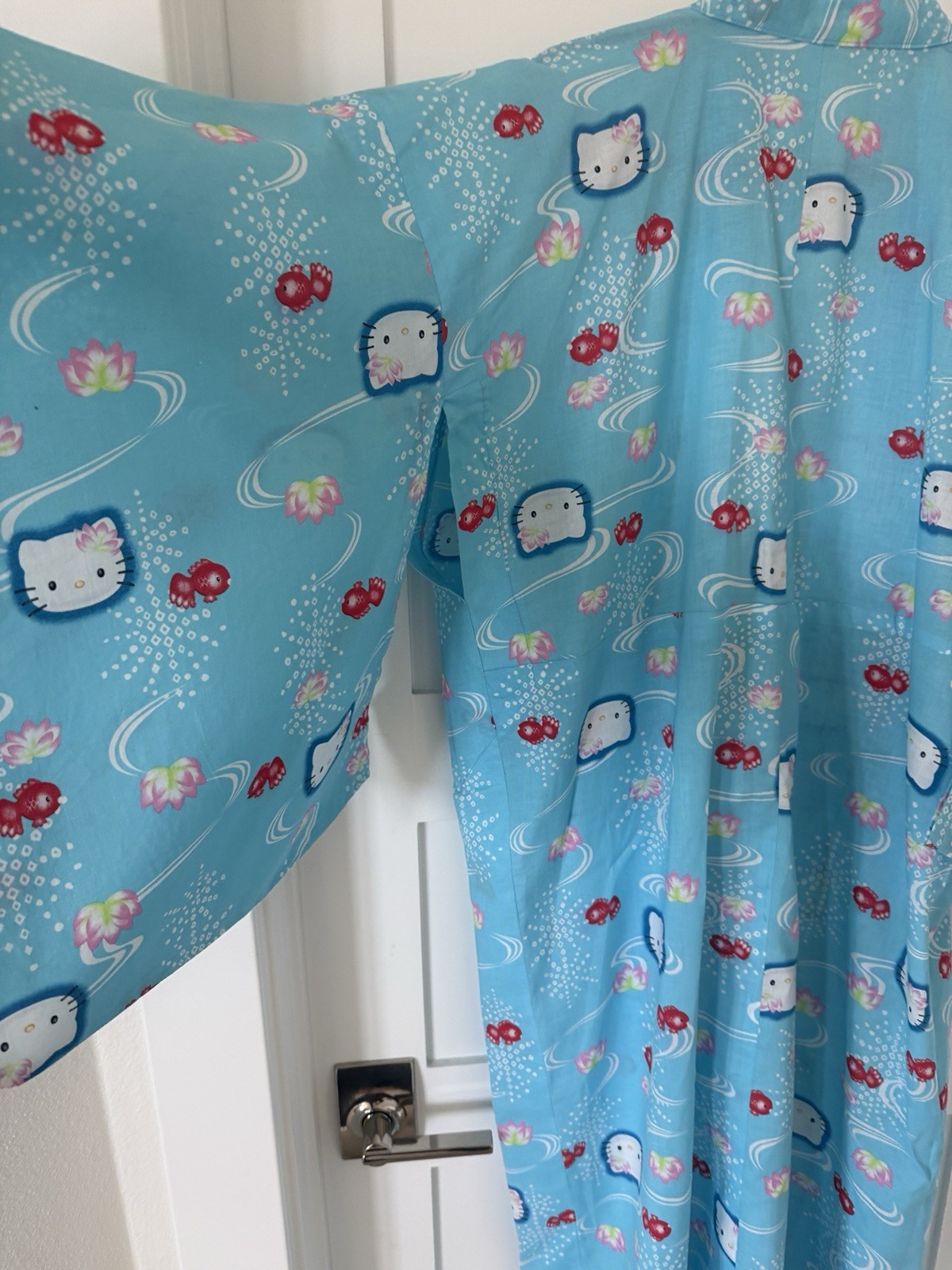 Hello Kitty Sanrio Cotton Yukata Kimono Robe Blue Kawaii One Size Japan