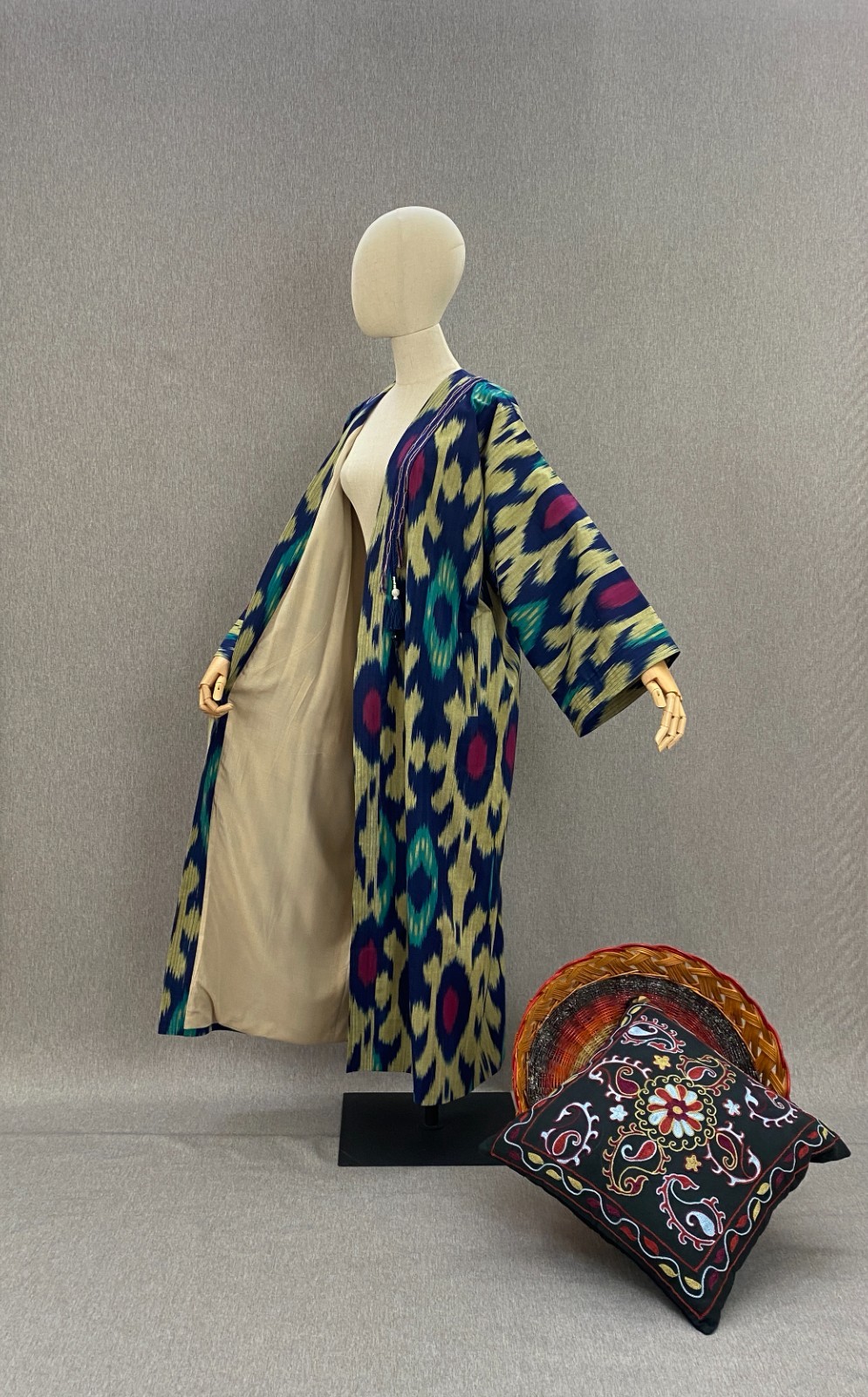 Uzbek Ikat Chapan Handmade Cotton Kimono Kaftan Boho Jacket Robe Festival Coat