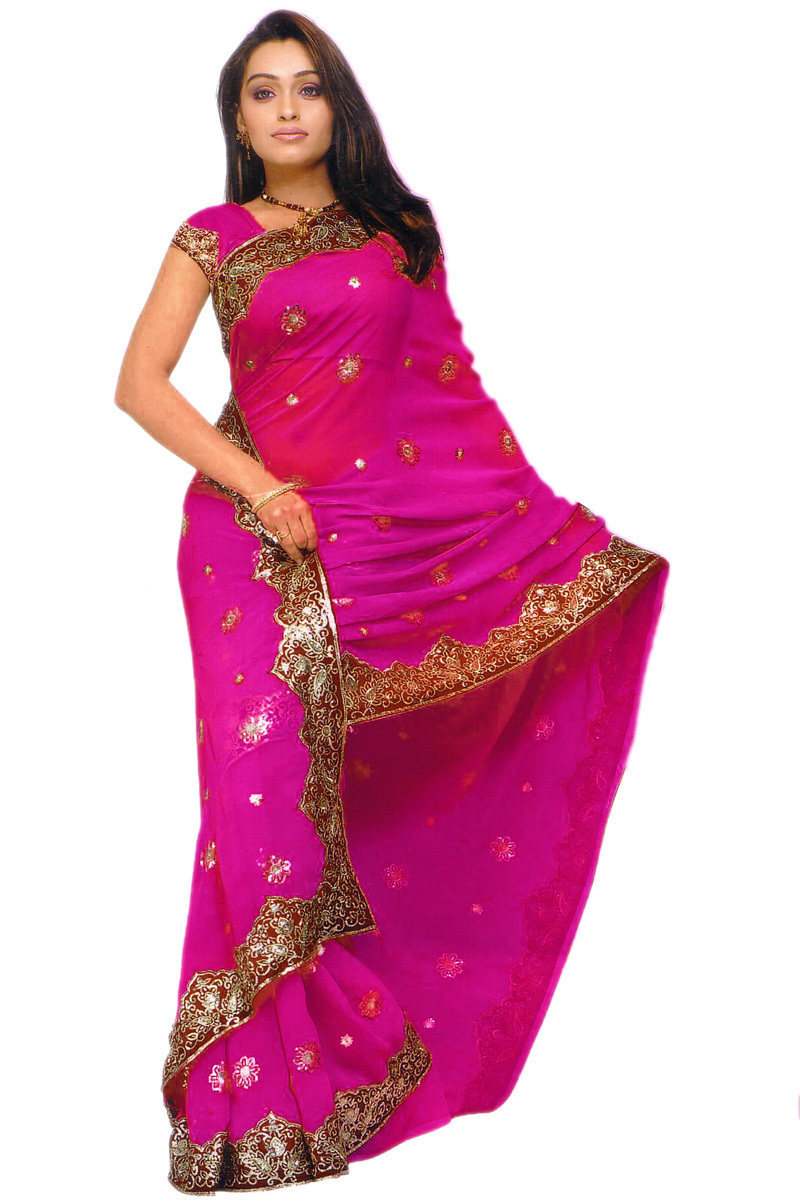 Deep Pink Bridal Designer Heavy Sequin Bollywood Saree Sari Boho ROBE KAFTAN New
