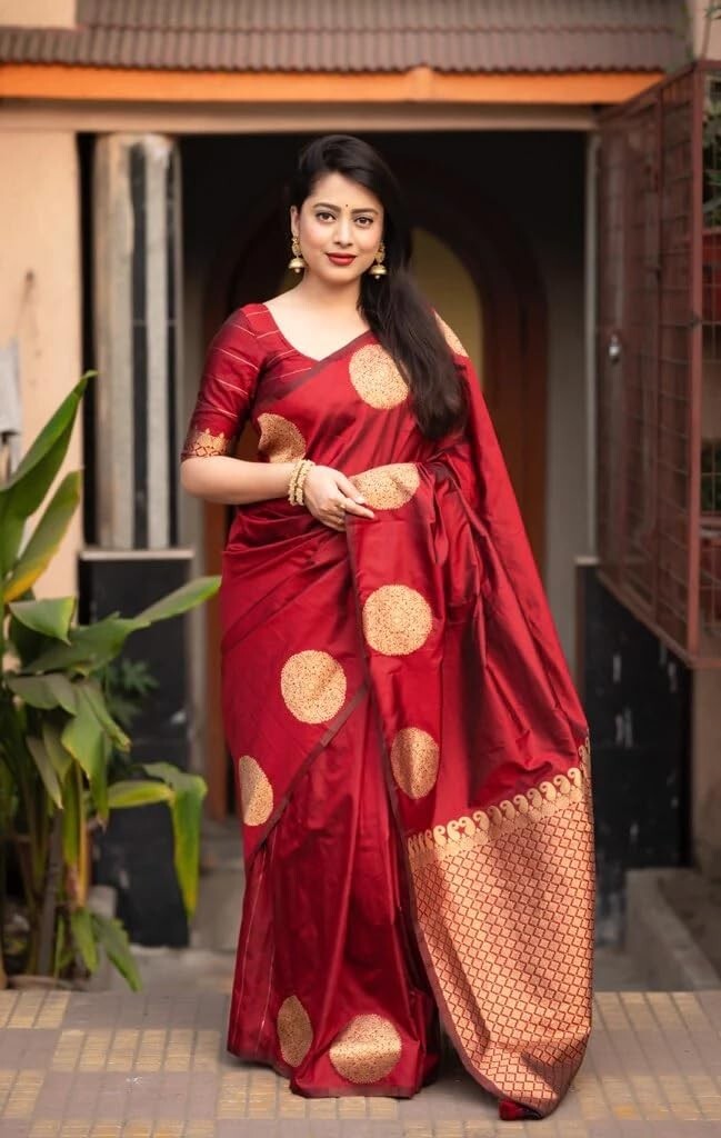 Women’s Kanjivaram Soft Pure Silk Banarasi Sarees With Blouse Piece