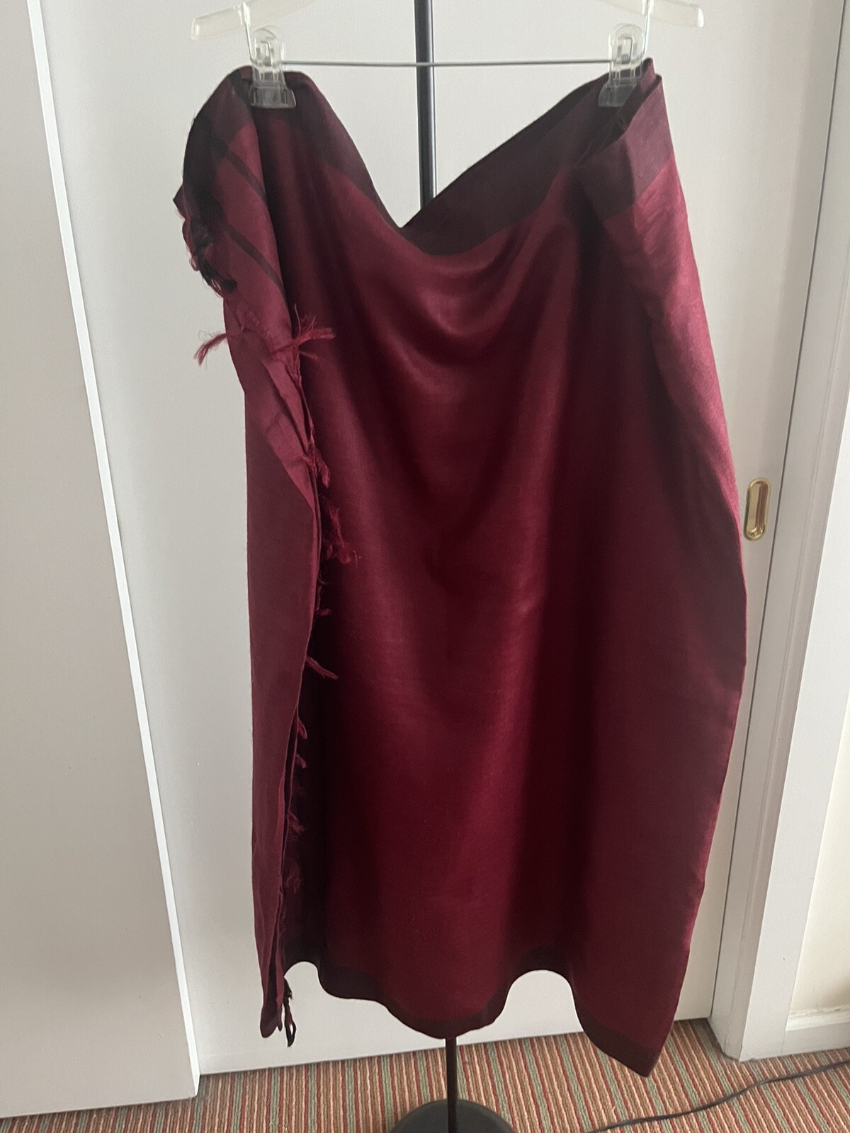 NWT FabIndia style Handloom Tussar soft Silk Saree sari Wine 🍷 / Ivory Pick 1