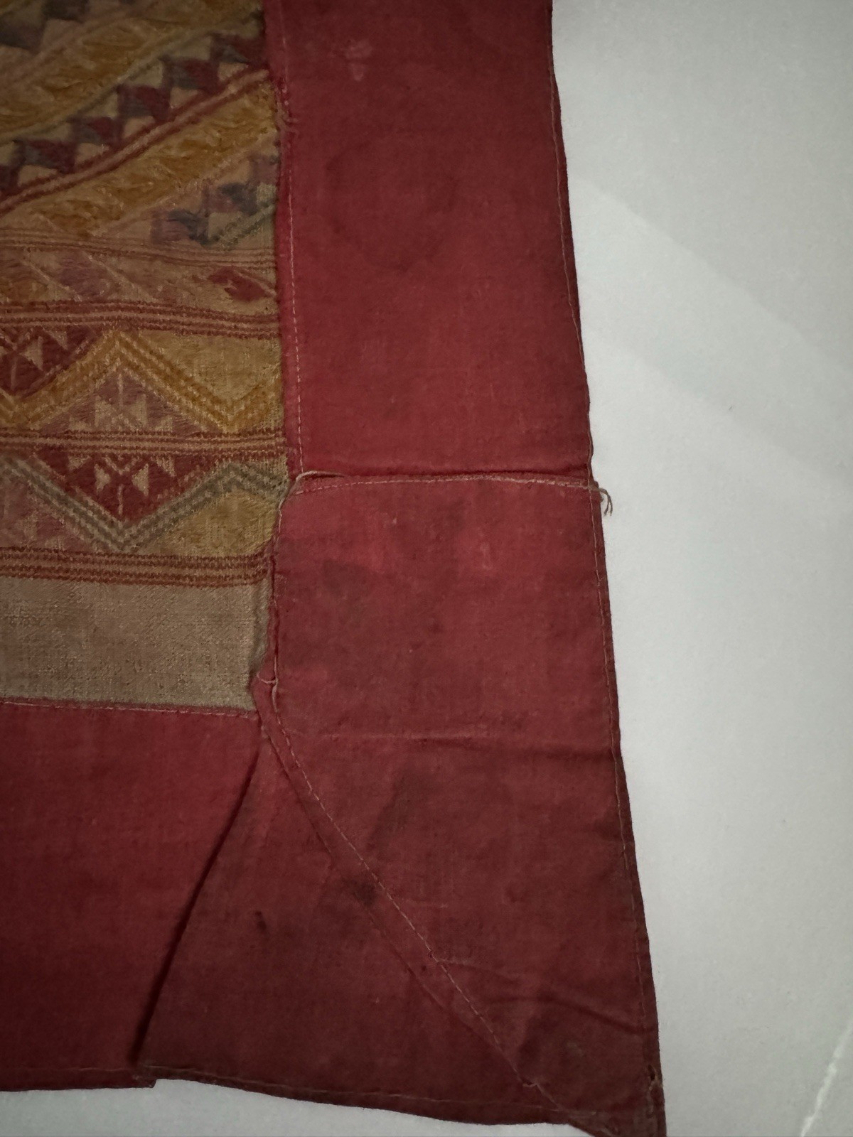 Vintage Laotian Laos hand woven Shawl Scarf 40” X 19.25”