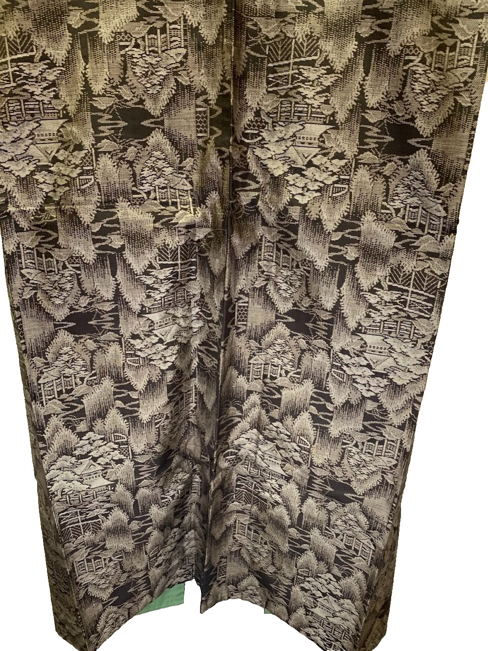 Authentic Mud-Dyed Oshima Tsumugi Kimono 9-Maruki S 26in Yuki Japan Silk Scenic