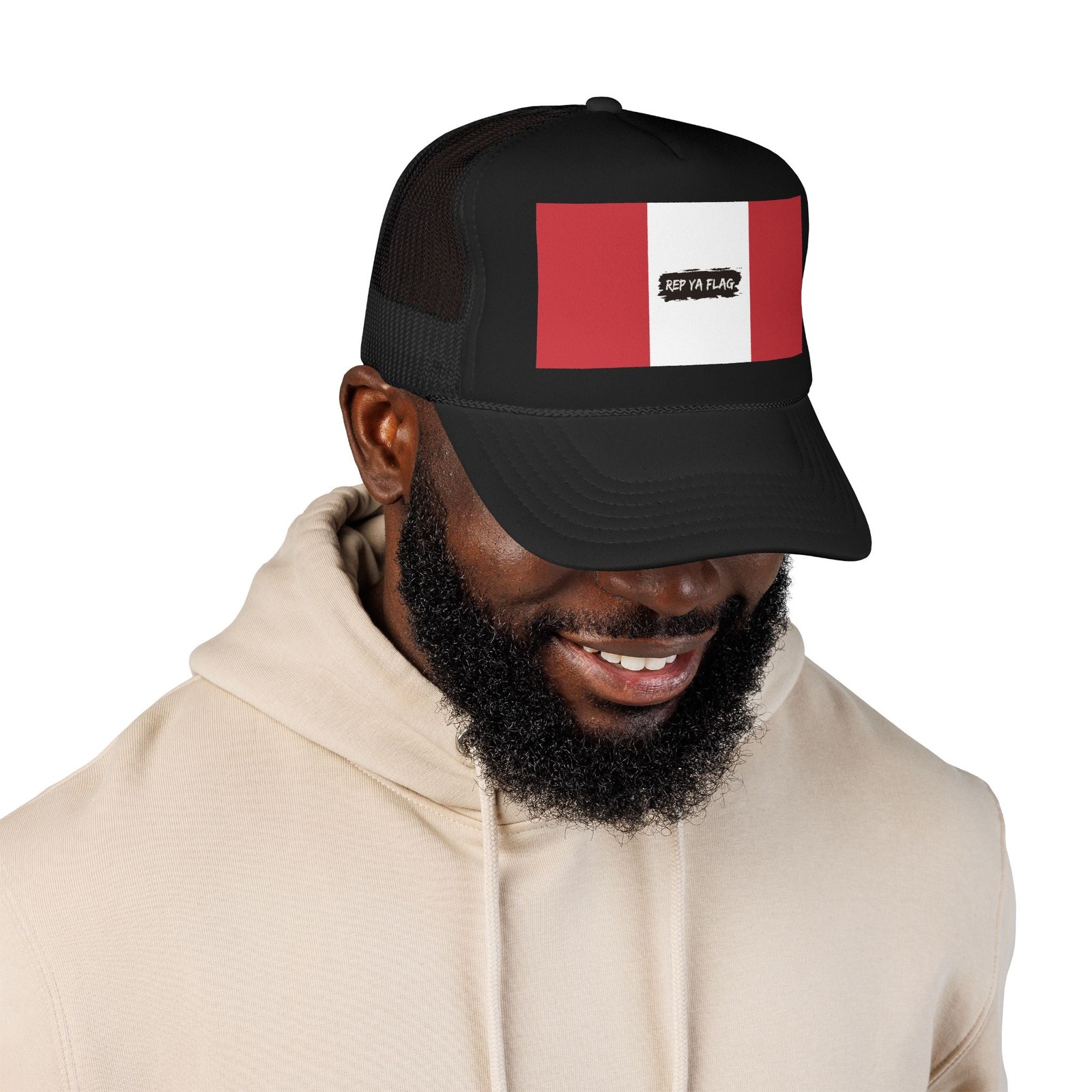 Peru Flag Foam Trucker Hat – Peruvian Mesh Snapback – Black / One size