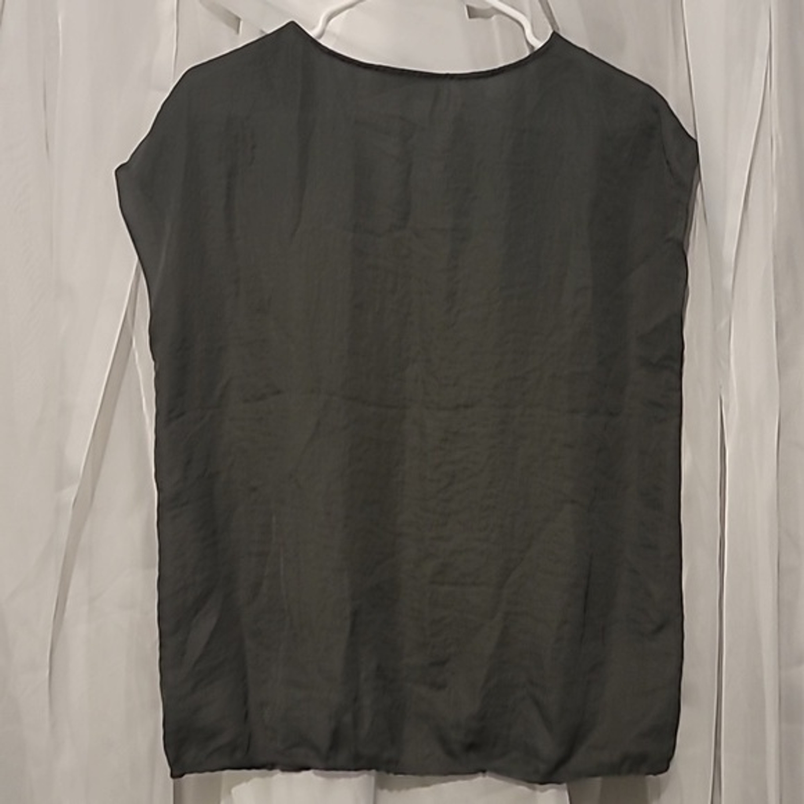Ann Taylor Loft Shell Top Grey with Black Lace
