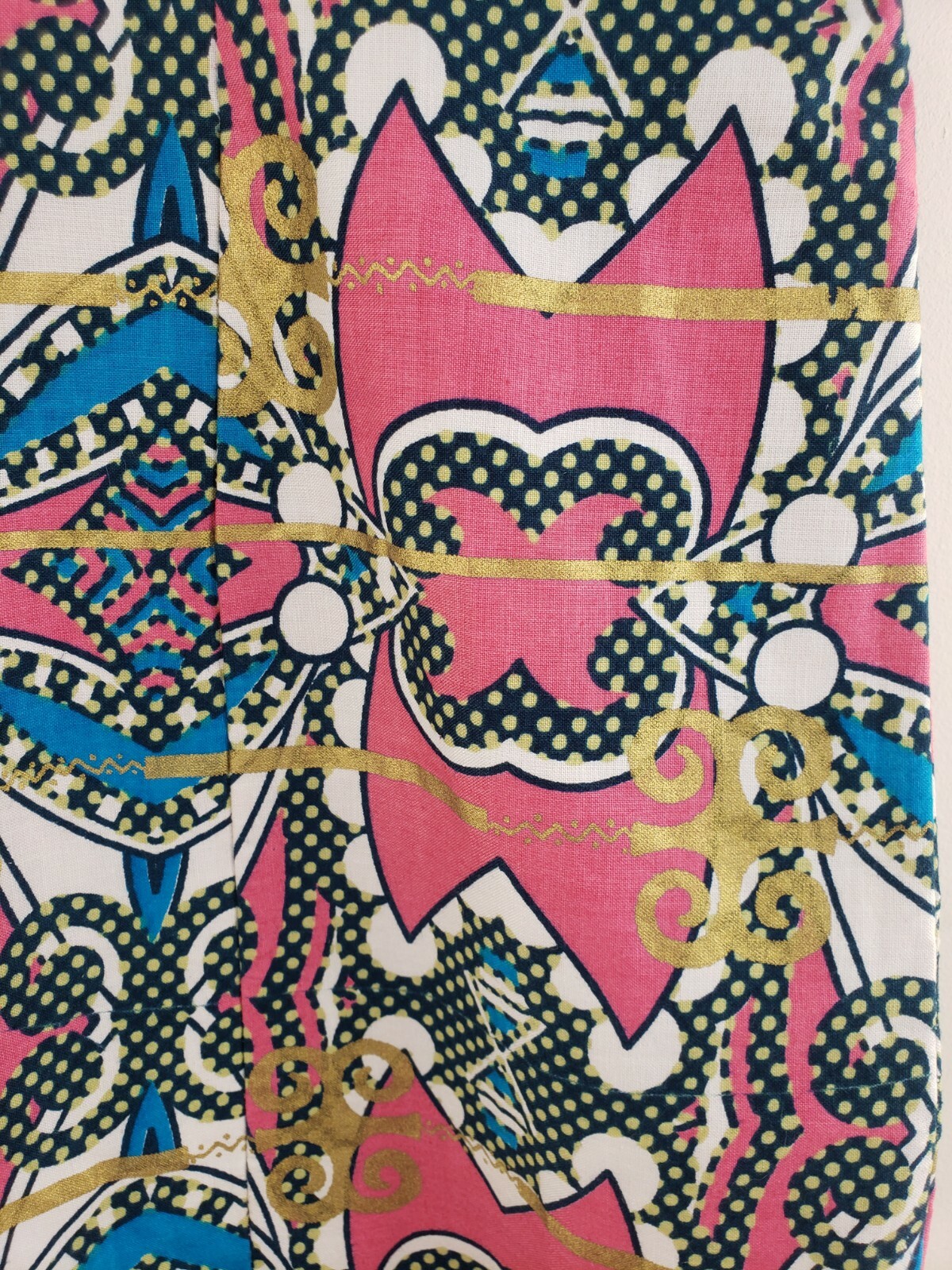 AFRICAN Ankara Print Cotton Cold Shoulder Shift Dress Pink/Blue Multi Color…