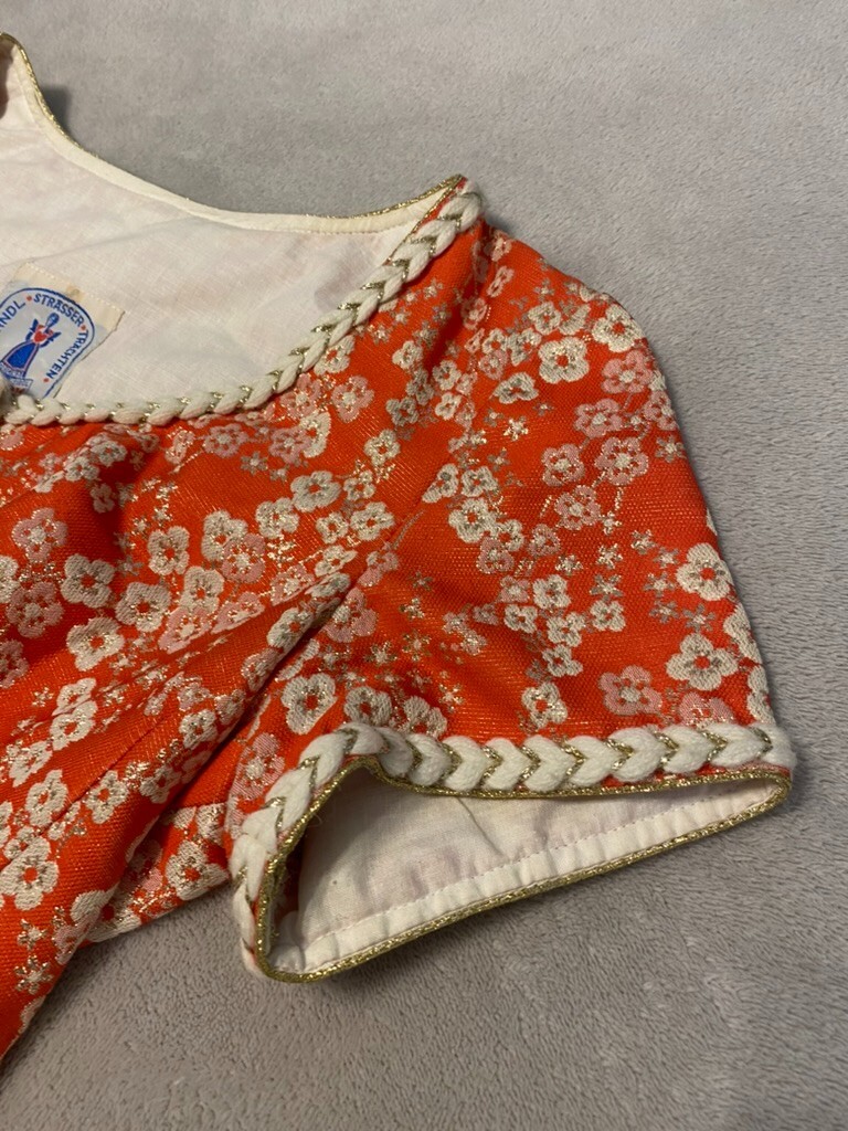 Vintage Dirndl Strasser Trachten Top & Skirt Set Red Bavarian Oktoberfest Rare