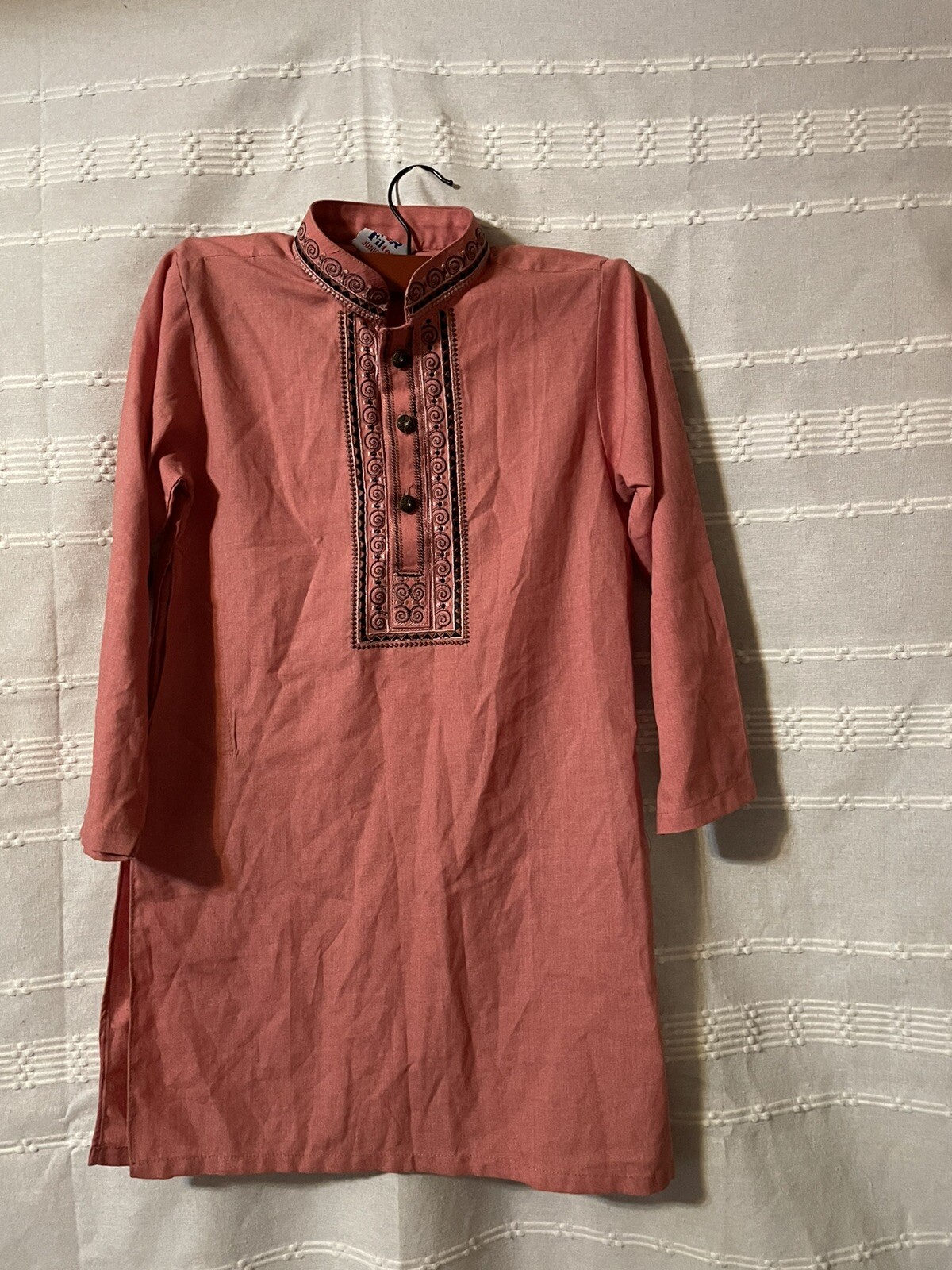 Filter Junior 22 Indian Style Kurta Pajama Embroidery Diamond Button 25.00