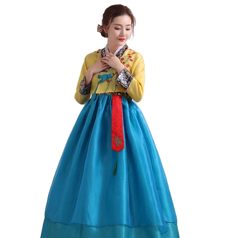 Korean Traditional Costume Women Hanbok Dress Set Performance Dance Clothing.