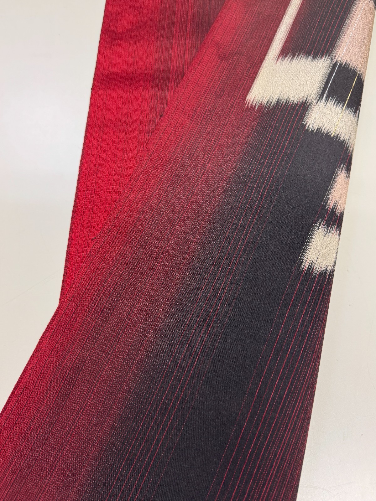 Japanese Vintage Kimono Fabric cloth Boro Silk Red tradition 35.4 x 13.7 in