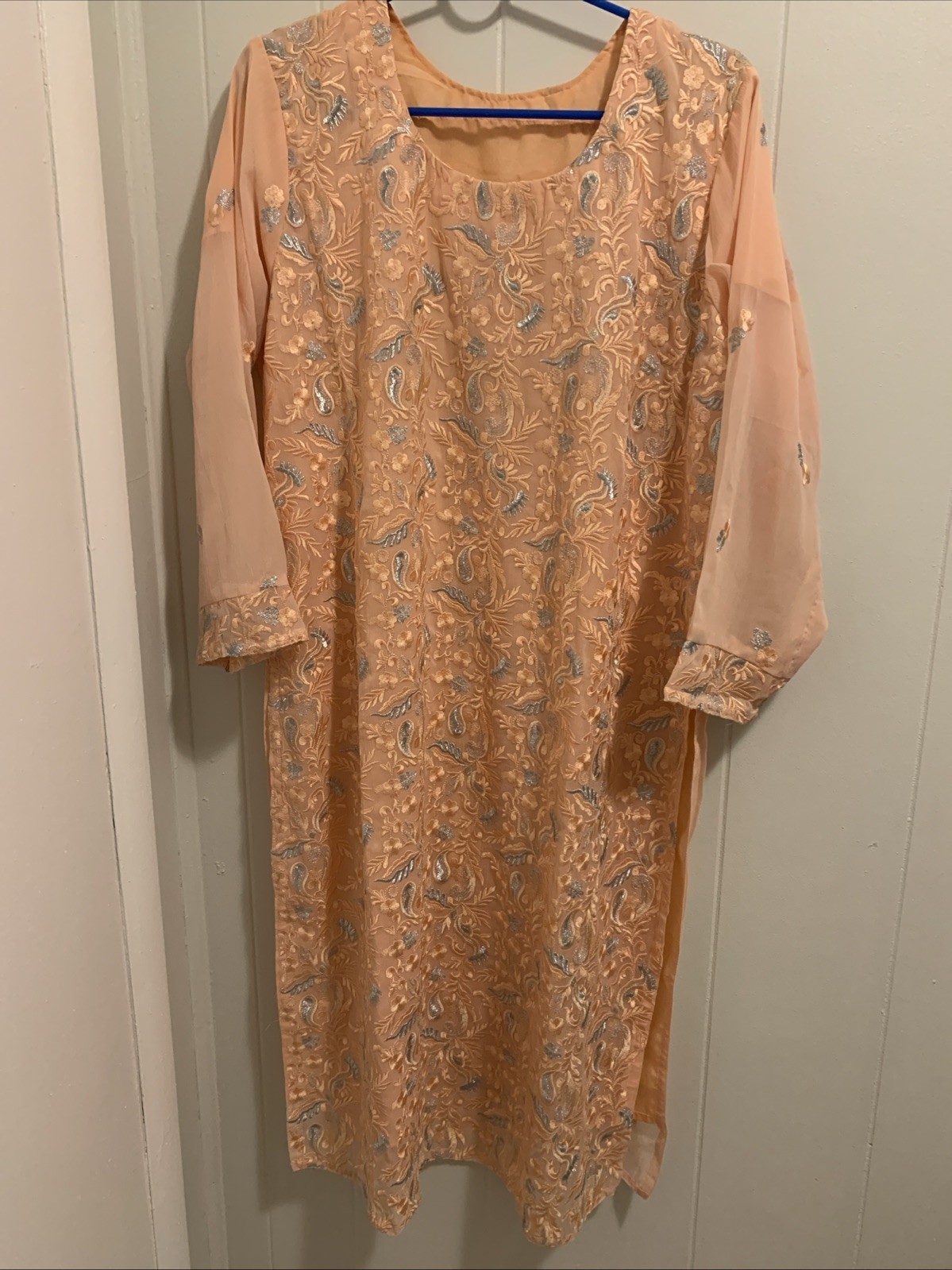 Indian/pakistani Women Shalwar Kameez Light Peach Color Brand New