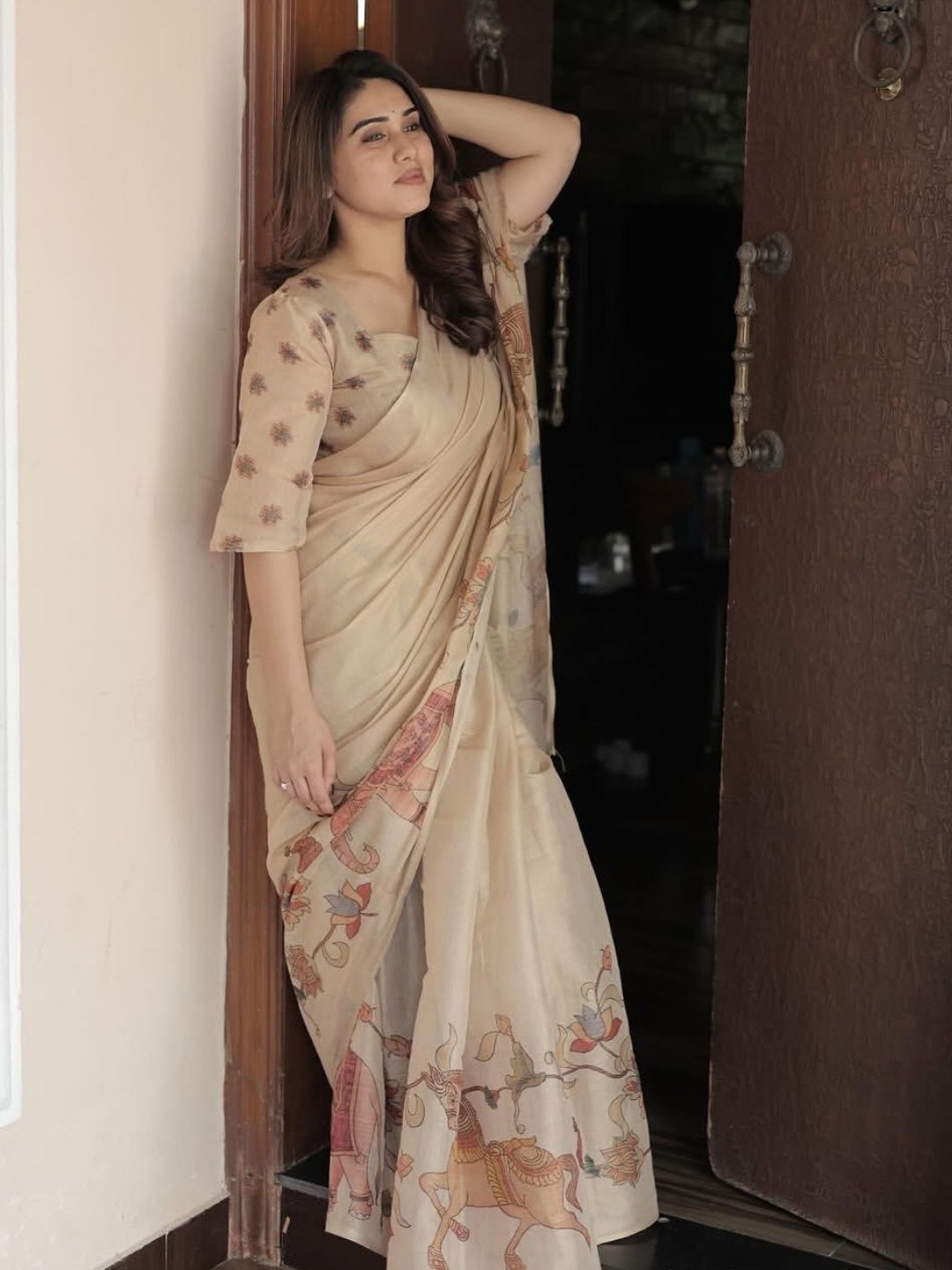 Designer Handloom Linen Tissue Silk Saree 6.30 M with Matching Blouse Soft sari