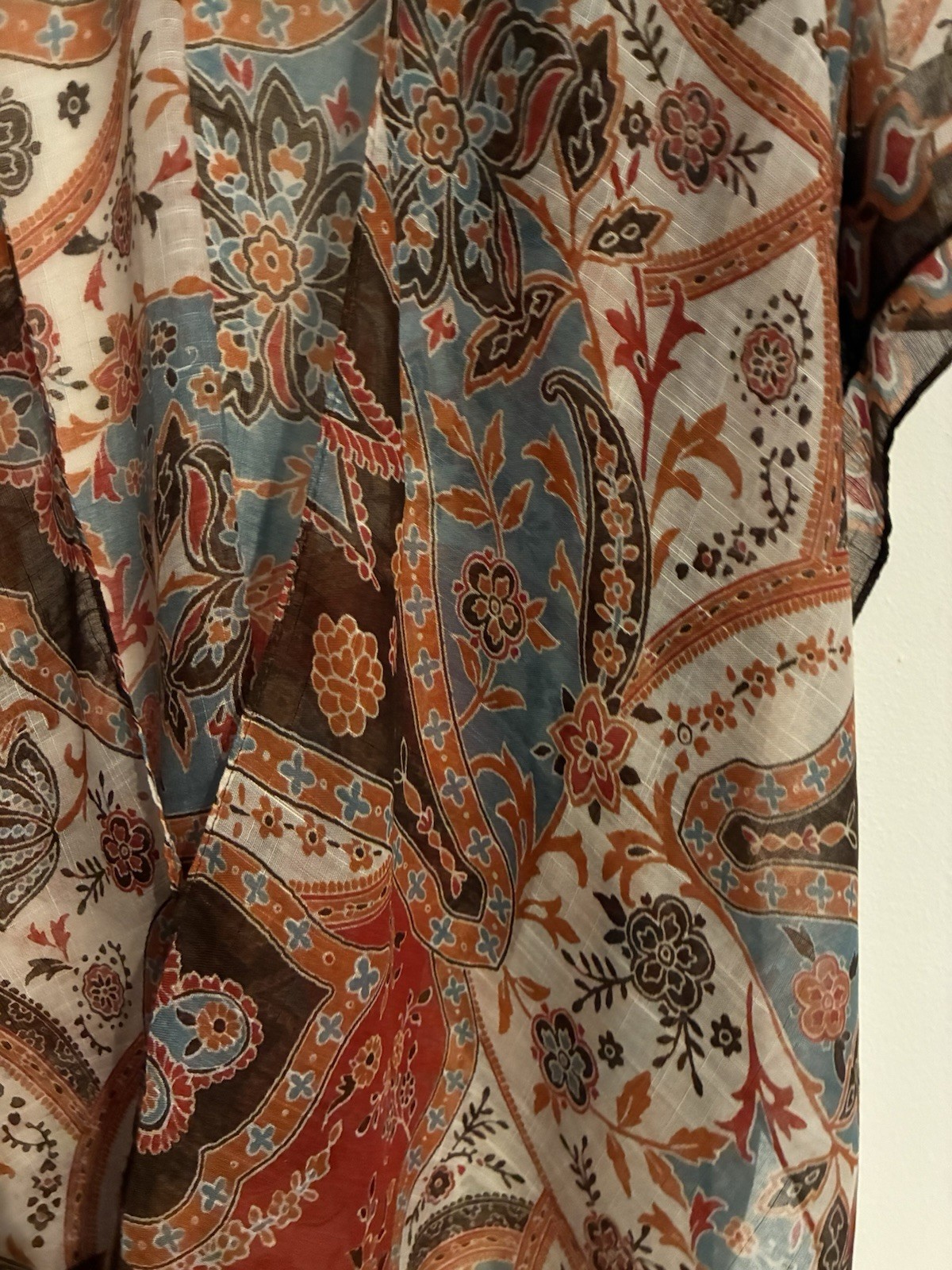 Boho Paisley Patchwork Hippie Retro Multi Color Kimono Wrap Top Plus Reg OS NWT