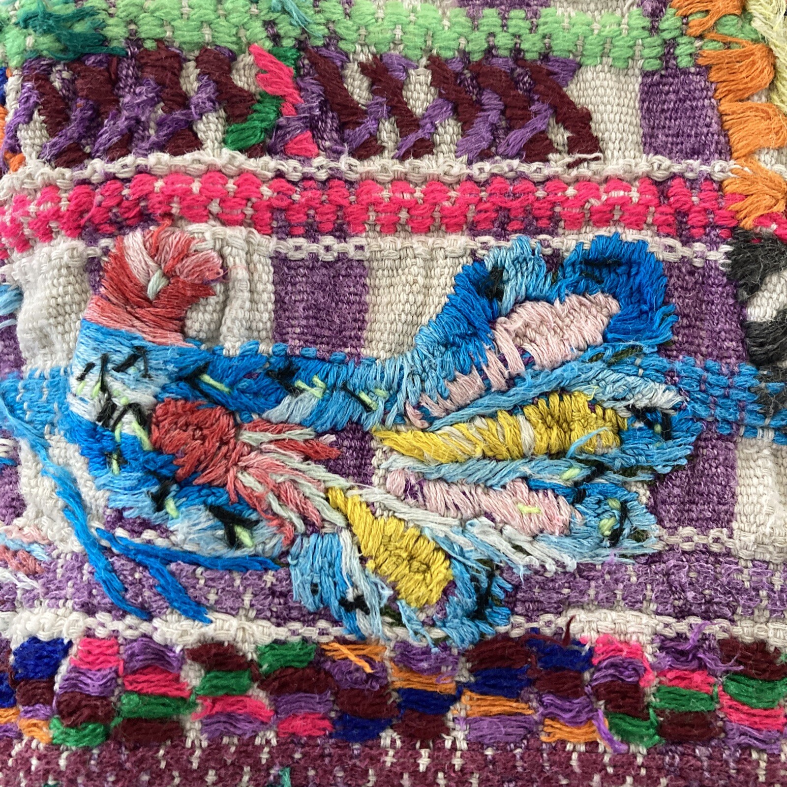 Vintage Guatemalan Huipil Hand Woven & Bird Embroidered Mexican Shirt/Art Work