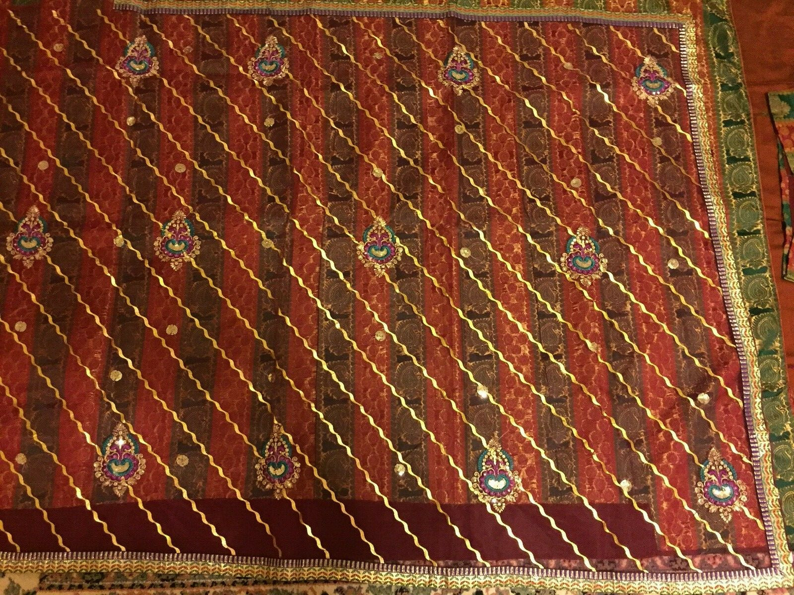 Maroon/Red/Green Net/Half Saree Designer Art silk saree w/stitched blouse/Fall