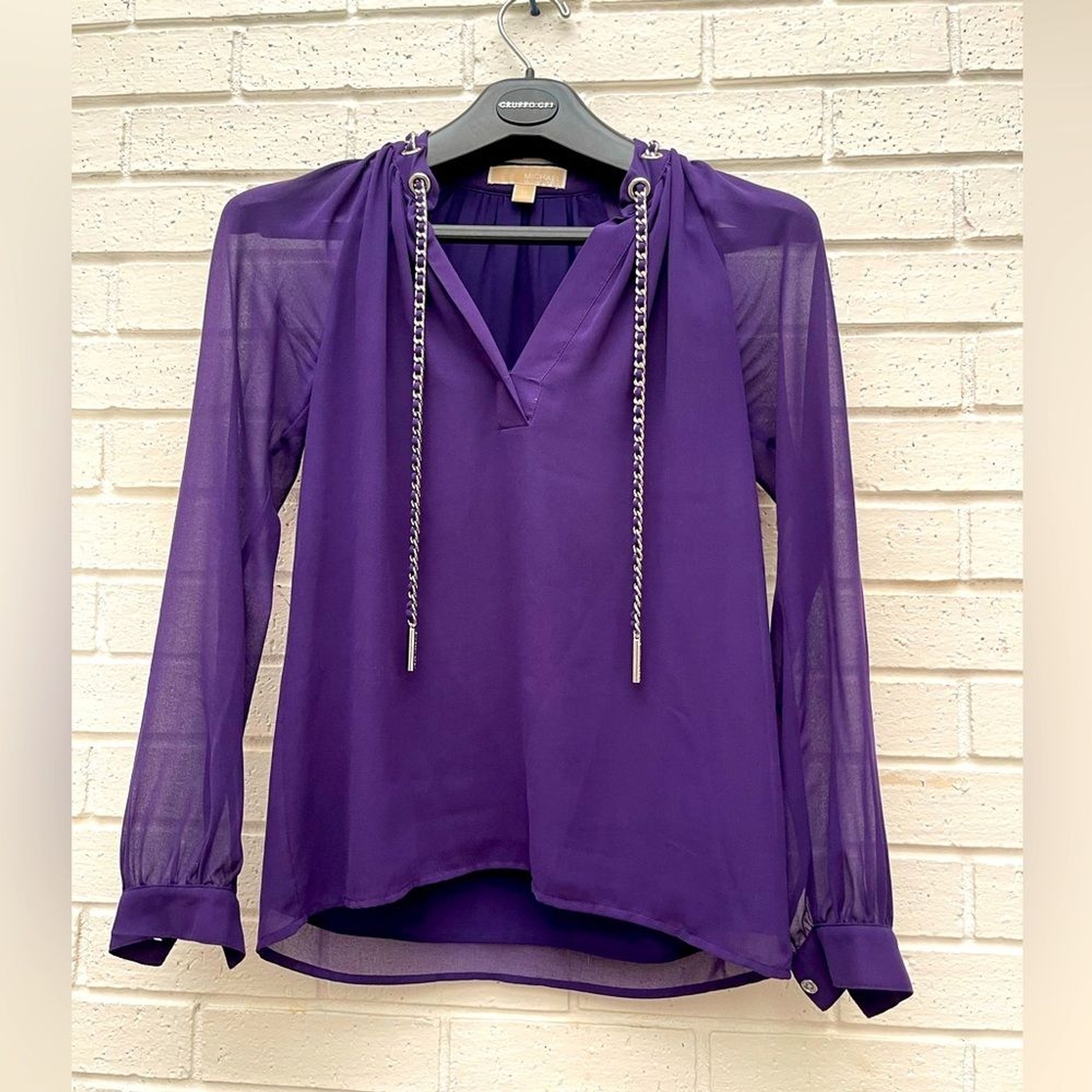 Michael Kors purple silky like 100% polyster blouse size:XS for woman