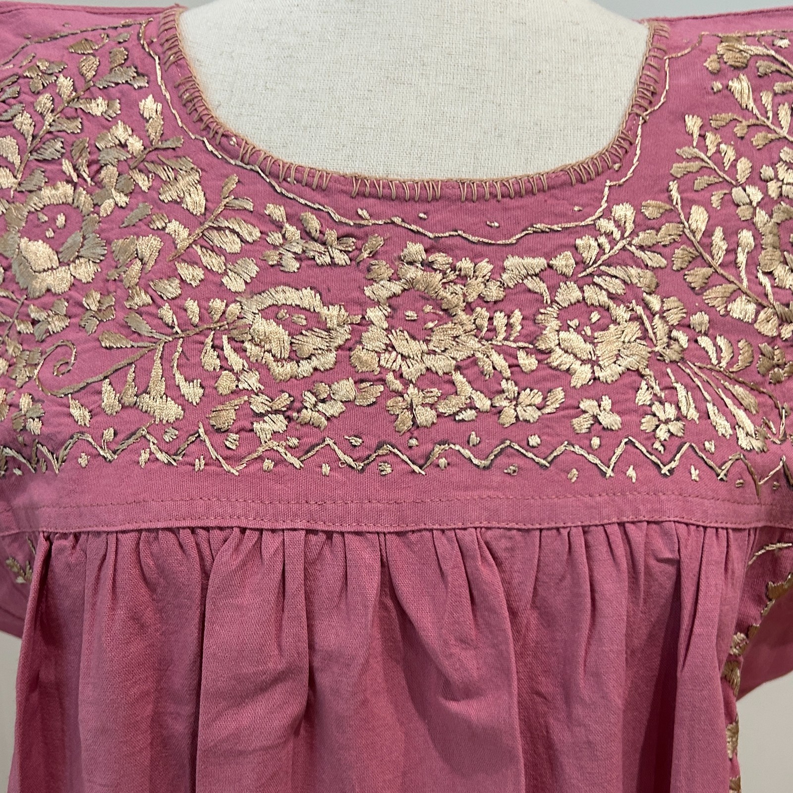 Sandra Midi Dress, Oaxaca Mexican dress. hand Embroidered. Silk Threads,